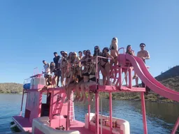 Pink party barge - Celebrate on Lake Pleasant! boat photo