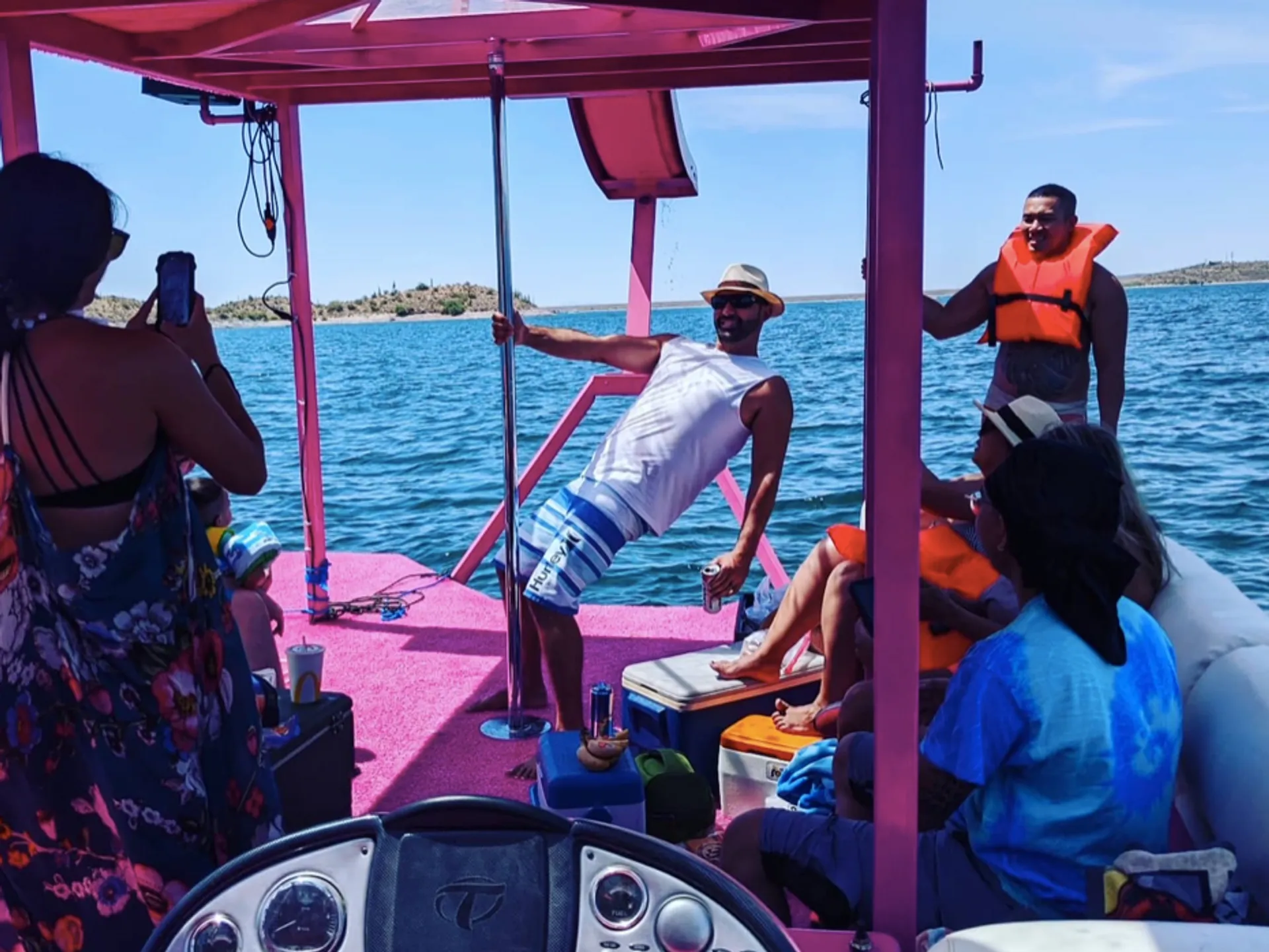 Pink party barge - Celebrate on Lake Pleasant!