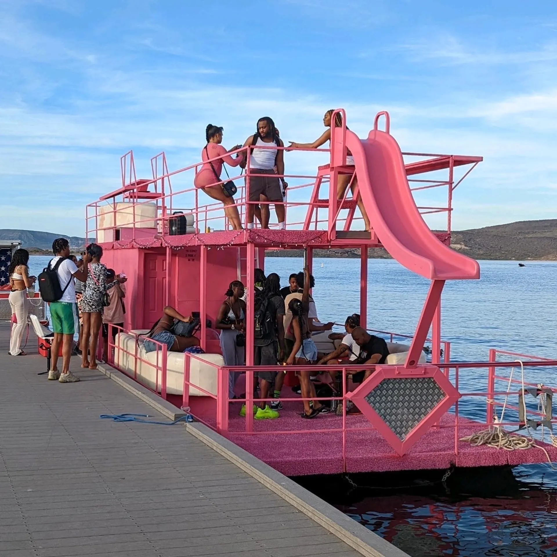 Pink party barge - Celebrate on Lake Pleasant!
