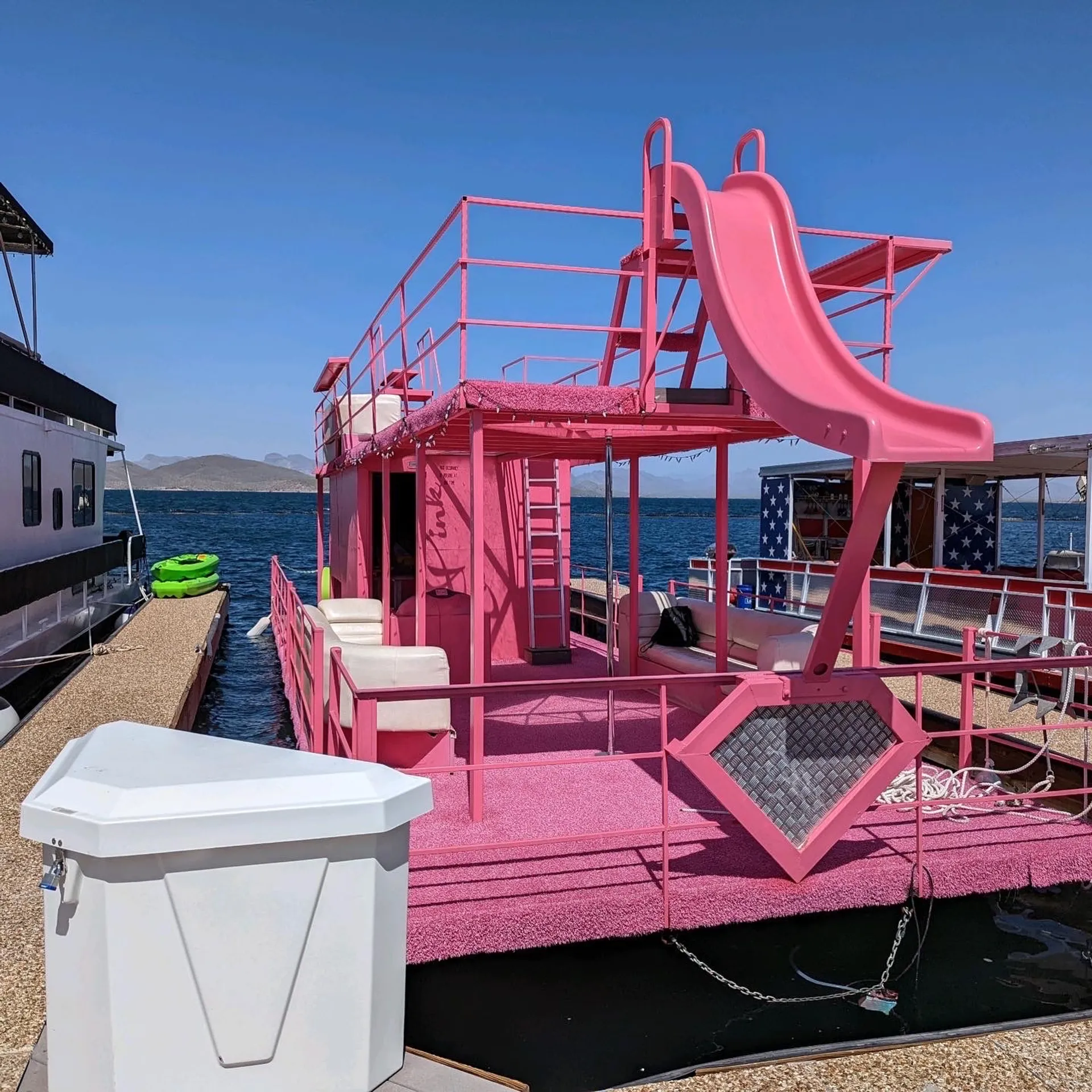 Pink party barge - Celebrate on Lake Pleasant!