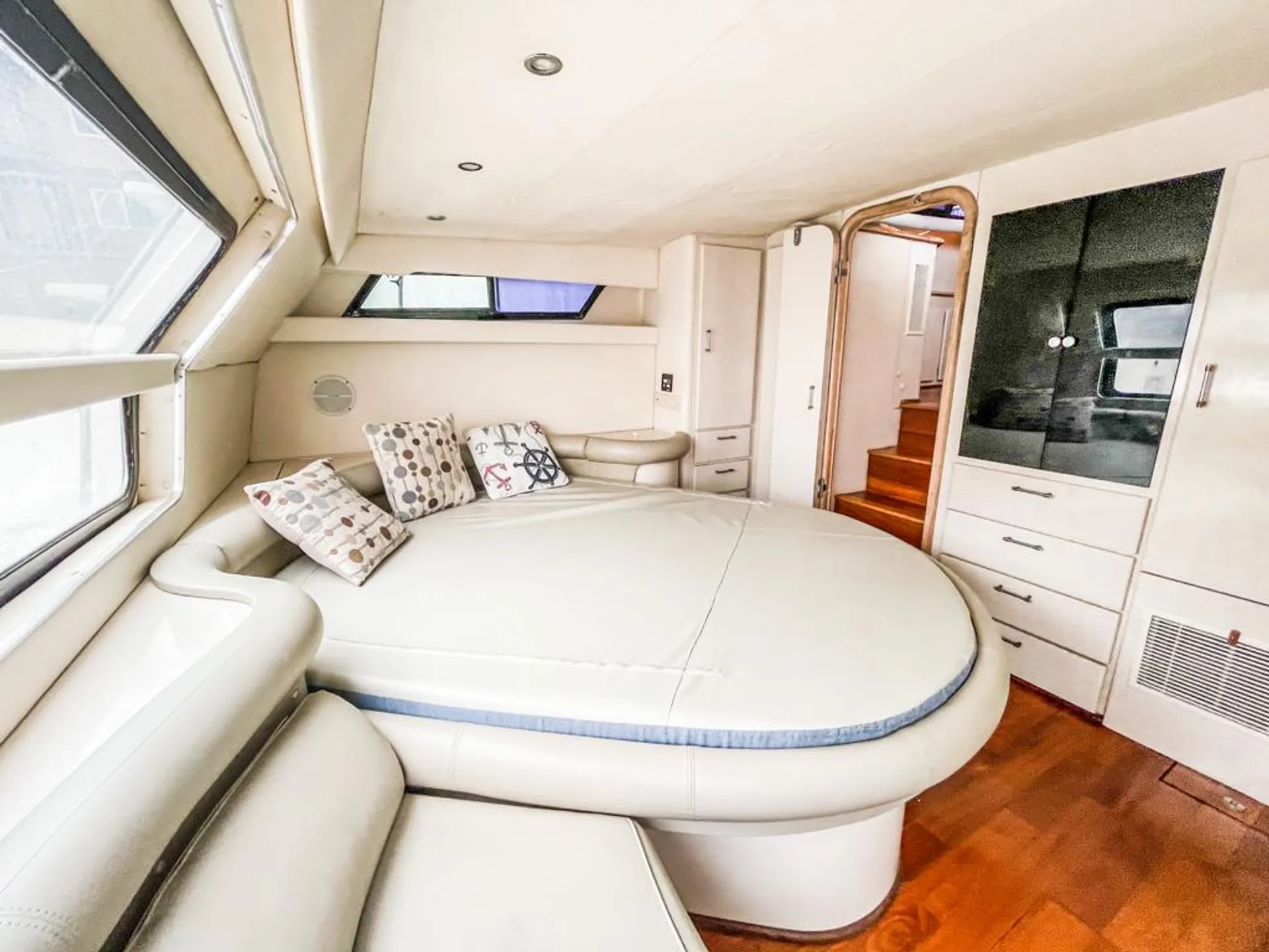 Enjoy life on a 50ft three level yacht. 12 people.