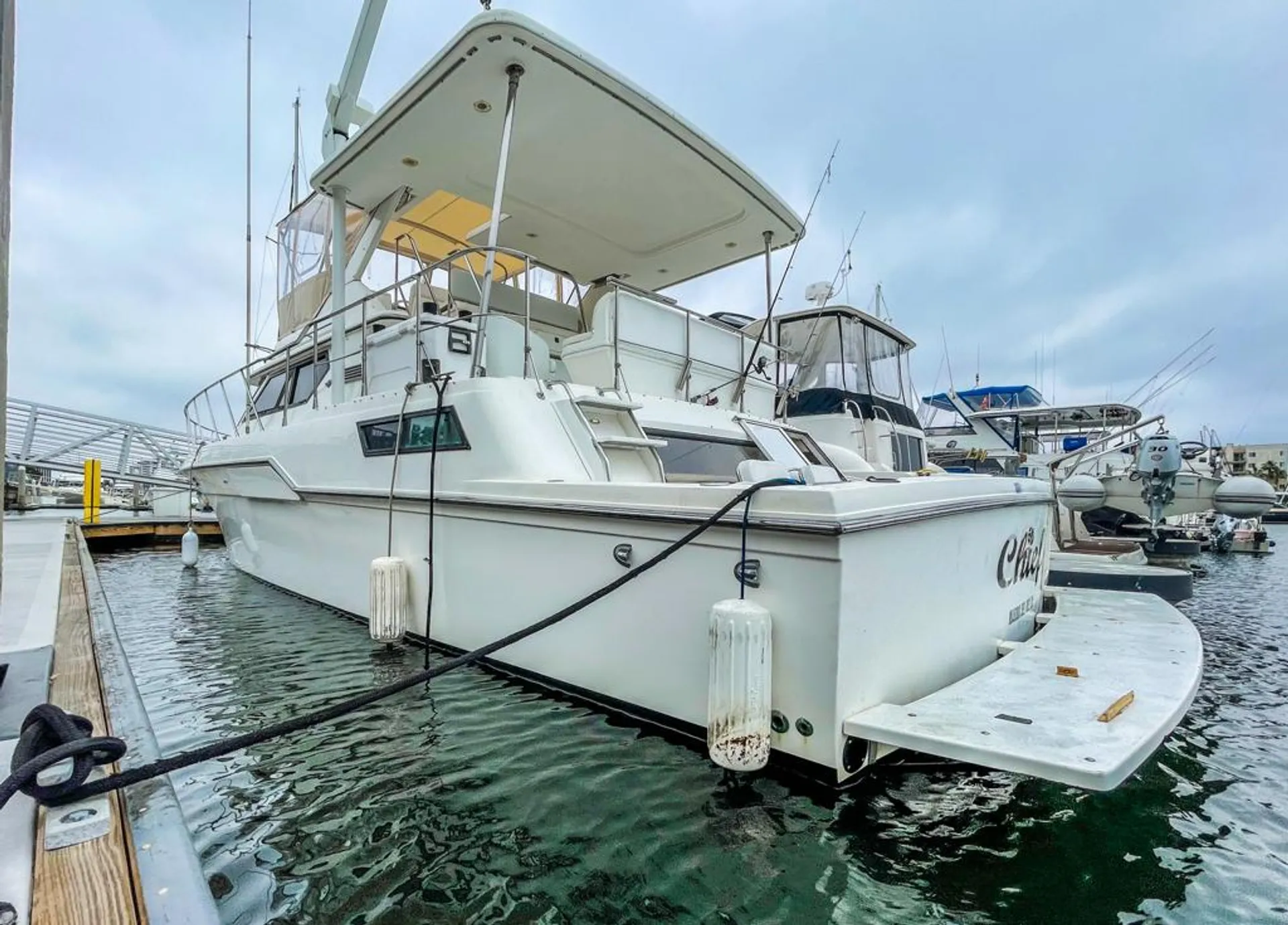 Enjoy life on a 50ft three level yacht. 12 people.