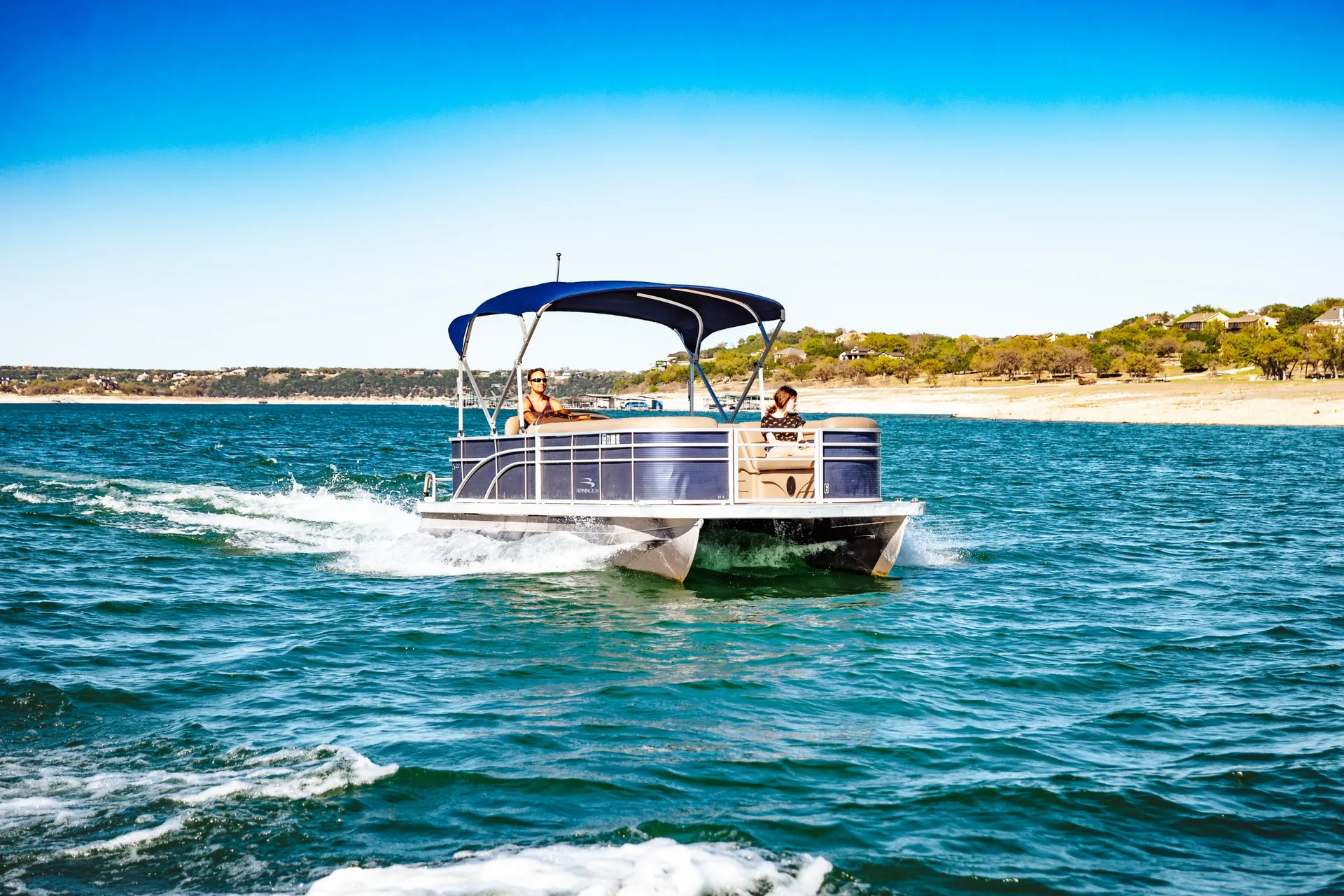 (1 of 6) Rent this beautiful 22' pontoon in Lake Travis! 