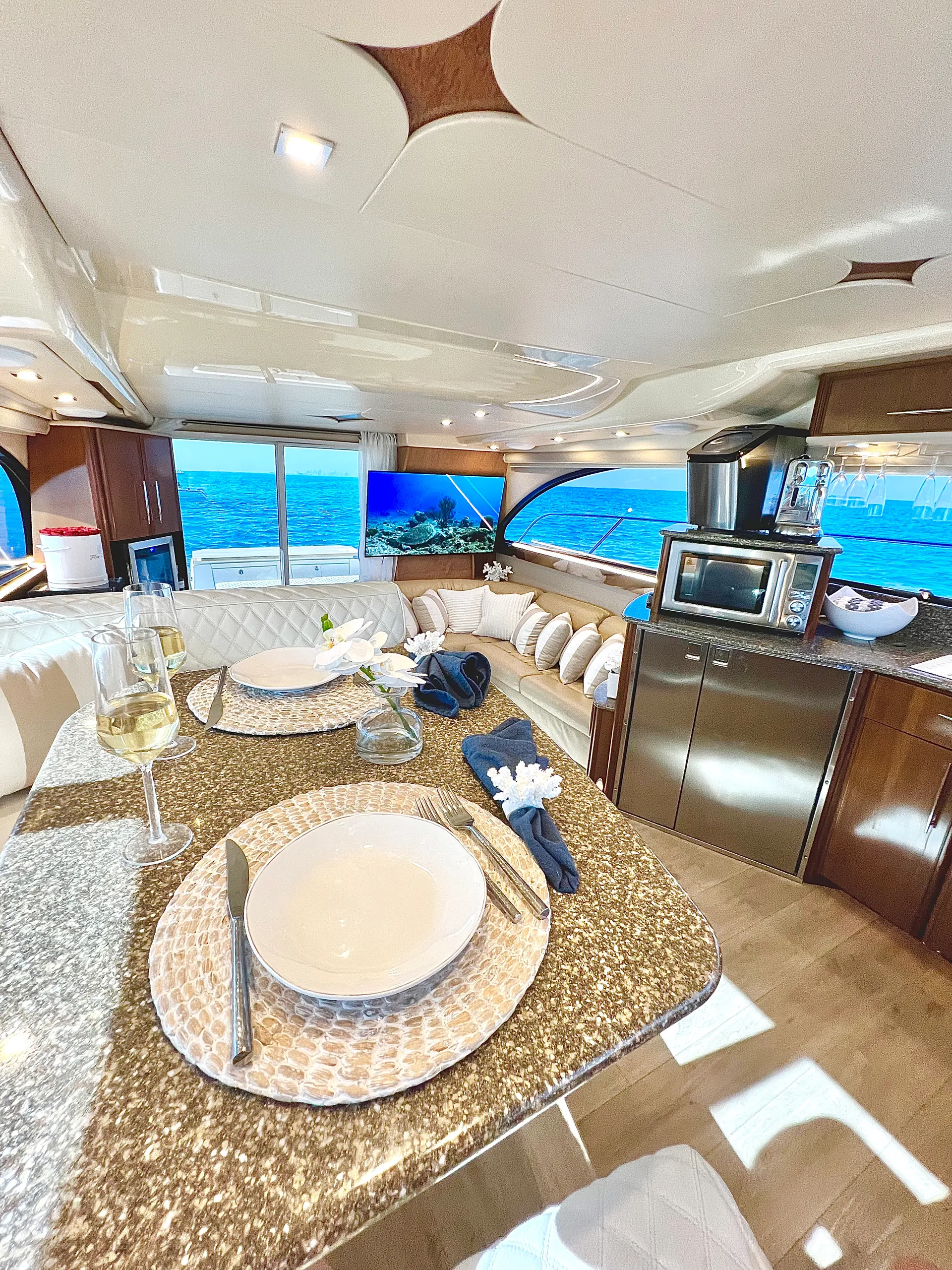 Luxury 41ft Meridian Yacht | Starlink, 4K TVs & Sunset Cruises| 13ppl