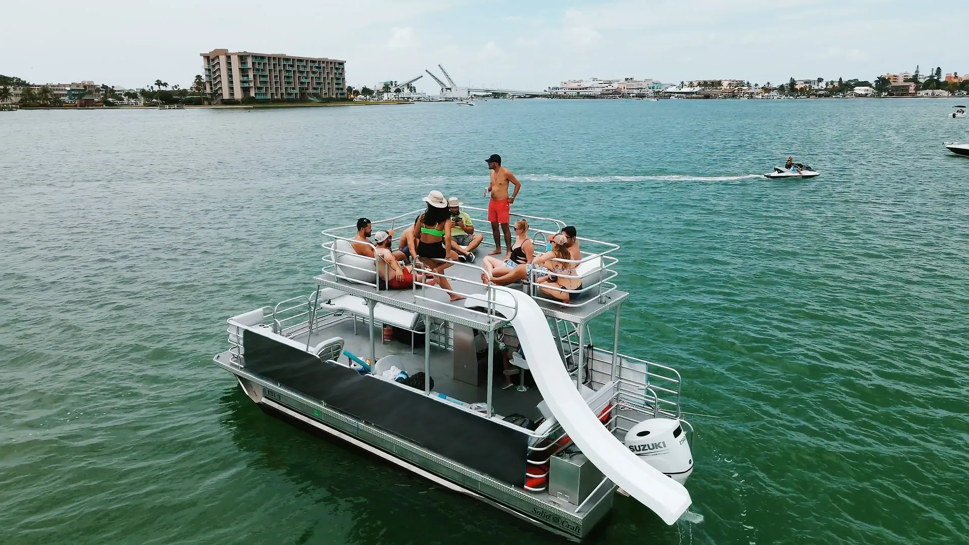 25' Ultimate Party Barge With Water Slide🛝, Music🎶, Games for 12 ppl