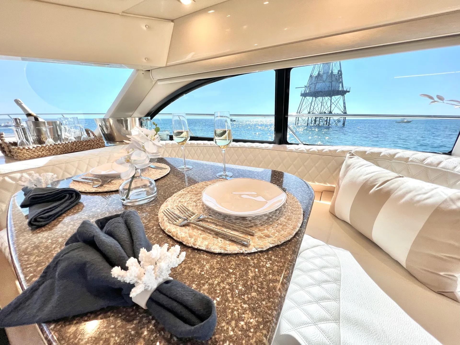 Luxury 41ft Meridian Yacht | Starlink, 4K TVs & Sunset Cruises| 13ppl