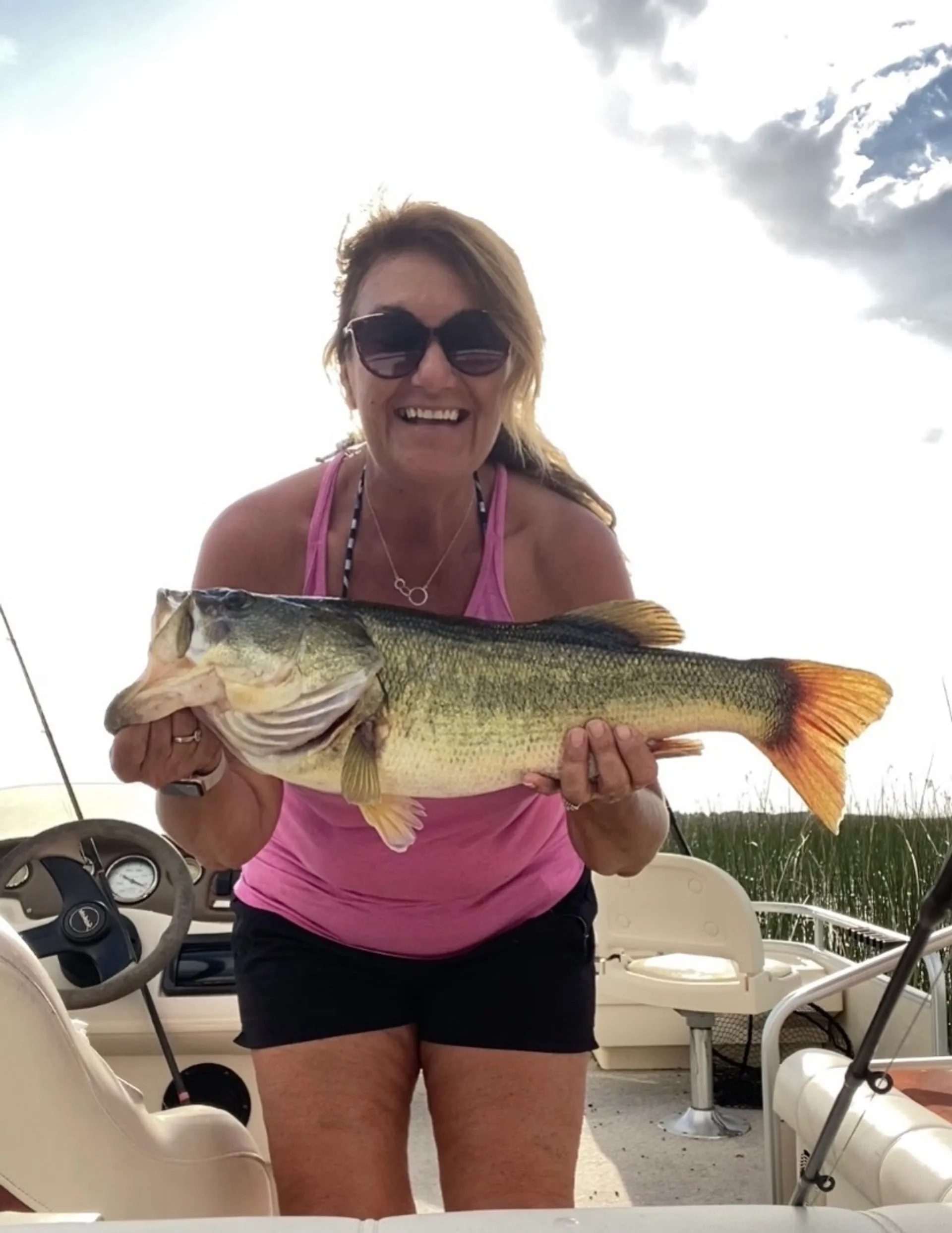 Sun Tracker Fishing Pontoon w/75HP, on Lake Istokpoga