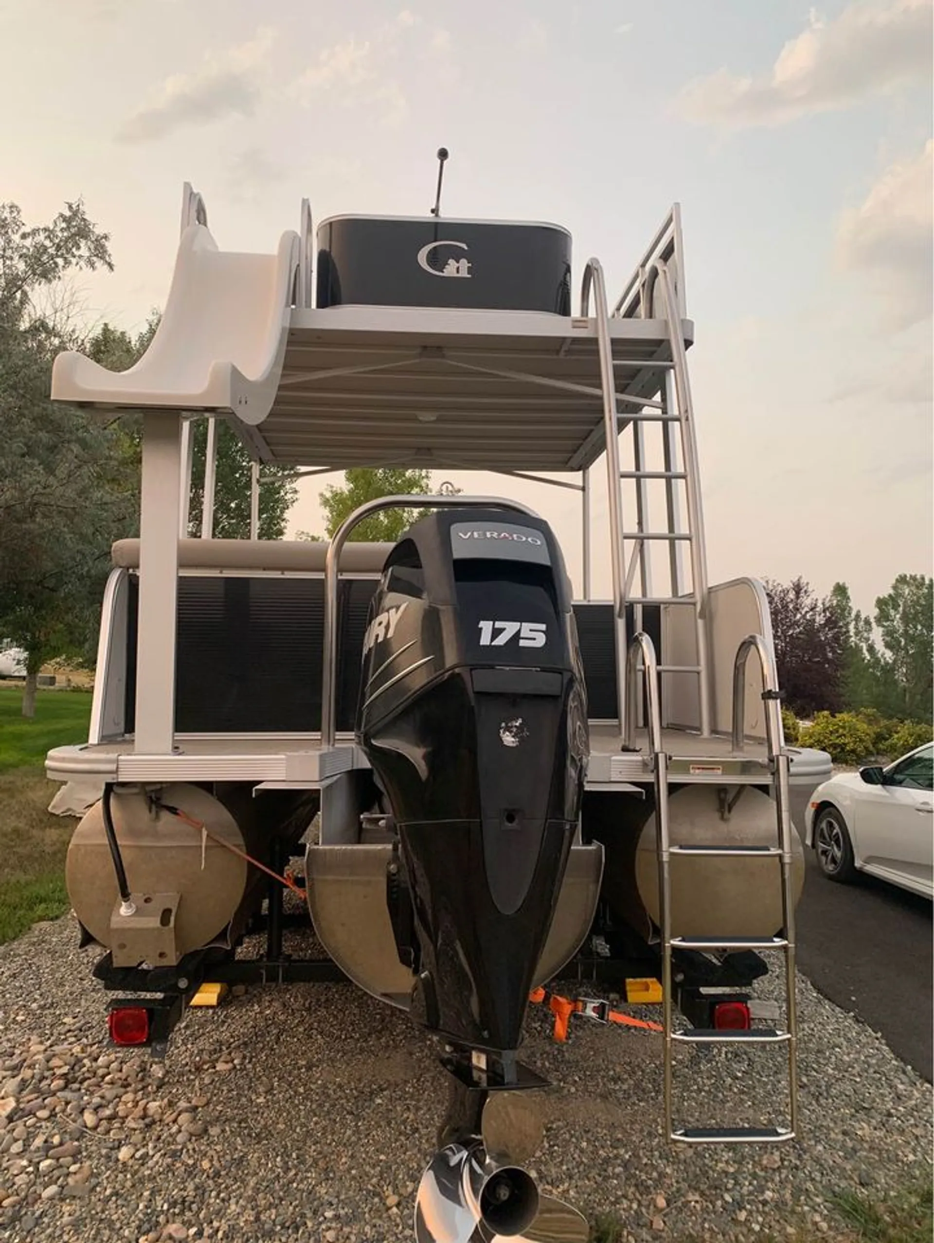 Slide & Upper Deck - 25' Tri-Toon Pontoon Boat - 175hp 