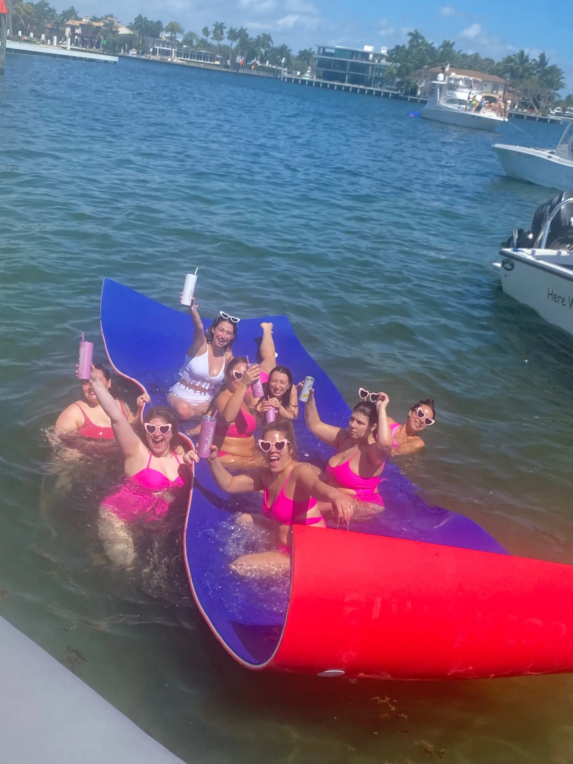 Avalon Funship pontoon for charter in Fort Lauderdale! Water slide