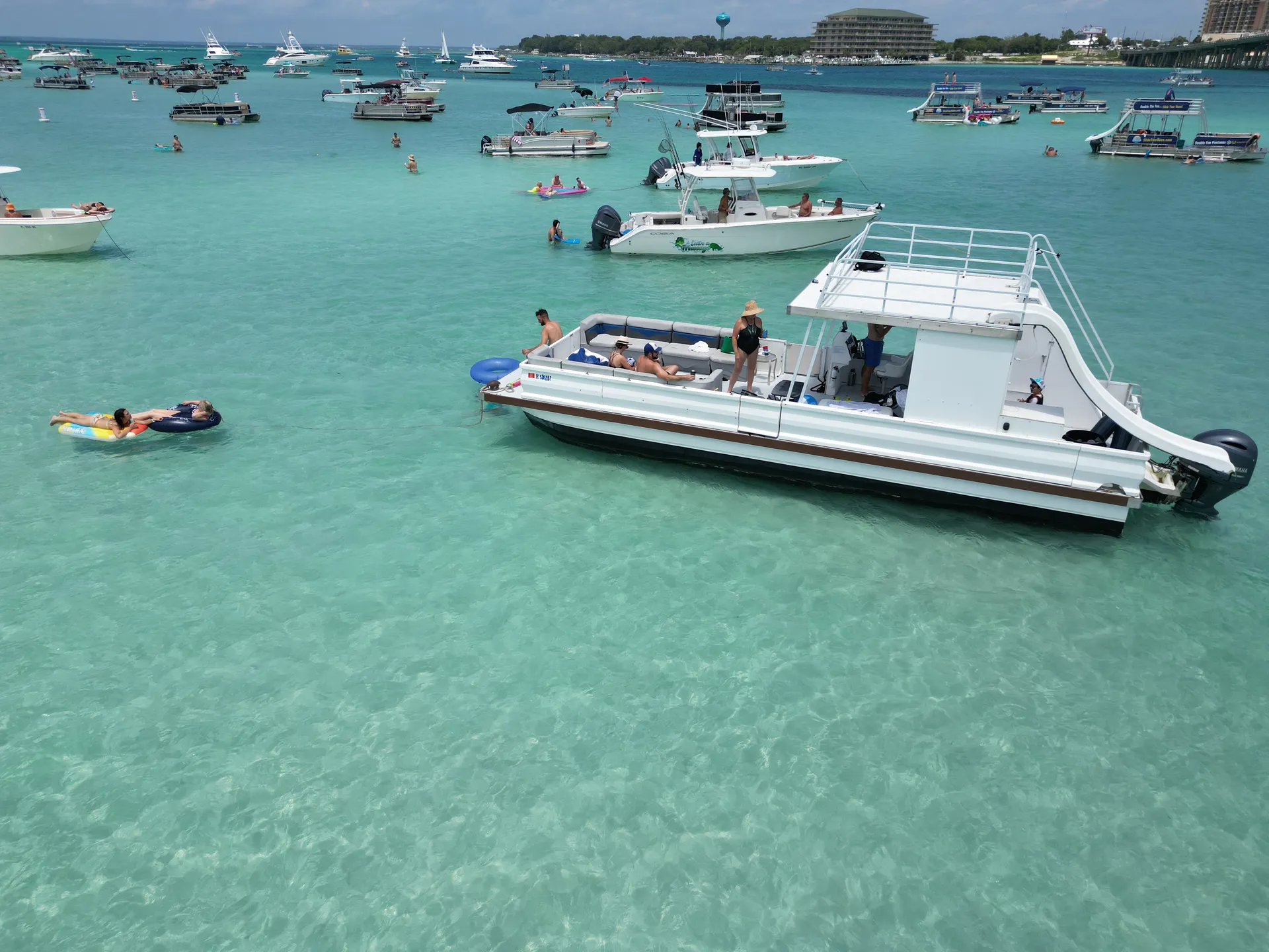 35ft Party Pontoon with a bathroom Upper deck with slide and wet bar