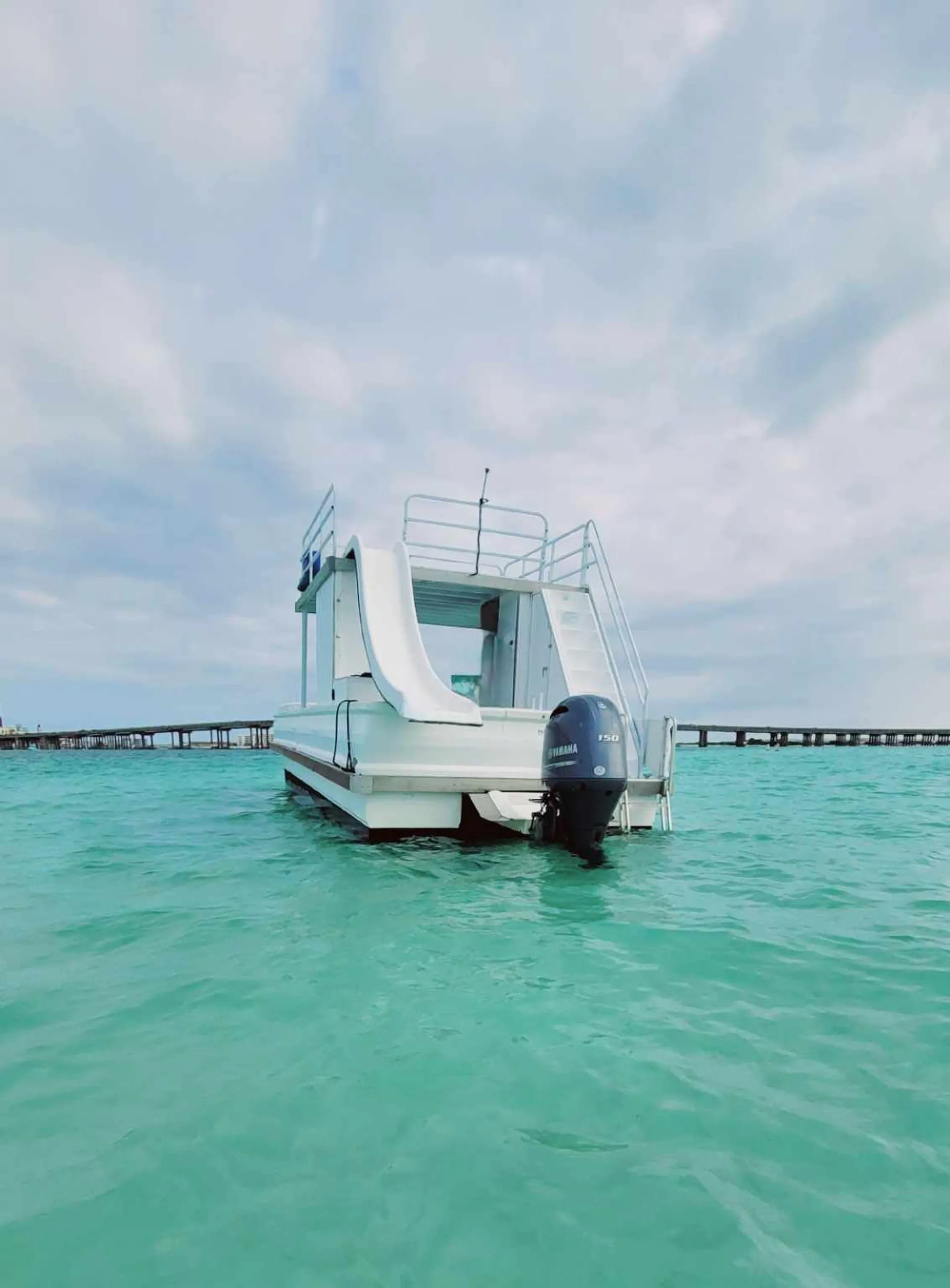 35ft Party Pontoon with a bathroom Upper deck with slide and wet bar