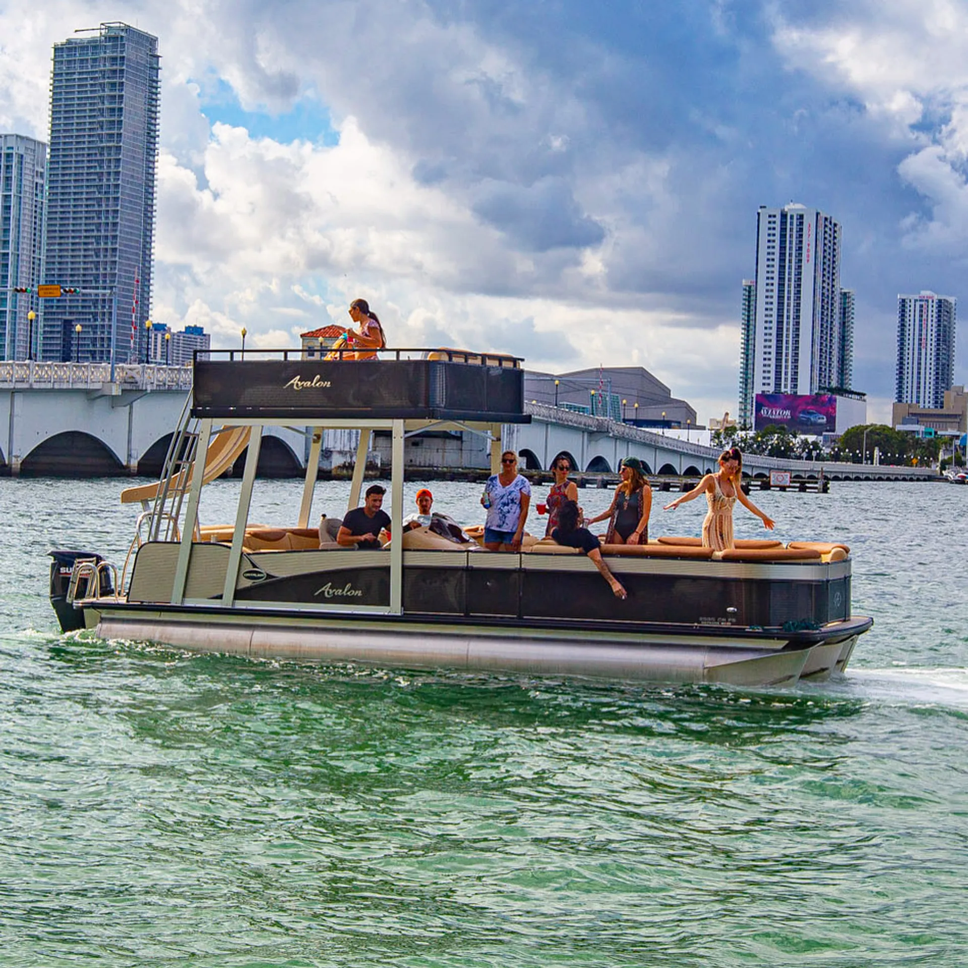 We Have Three27ft Double Deck Tritoons with Slide and Upperdeck Lounge