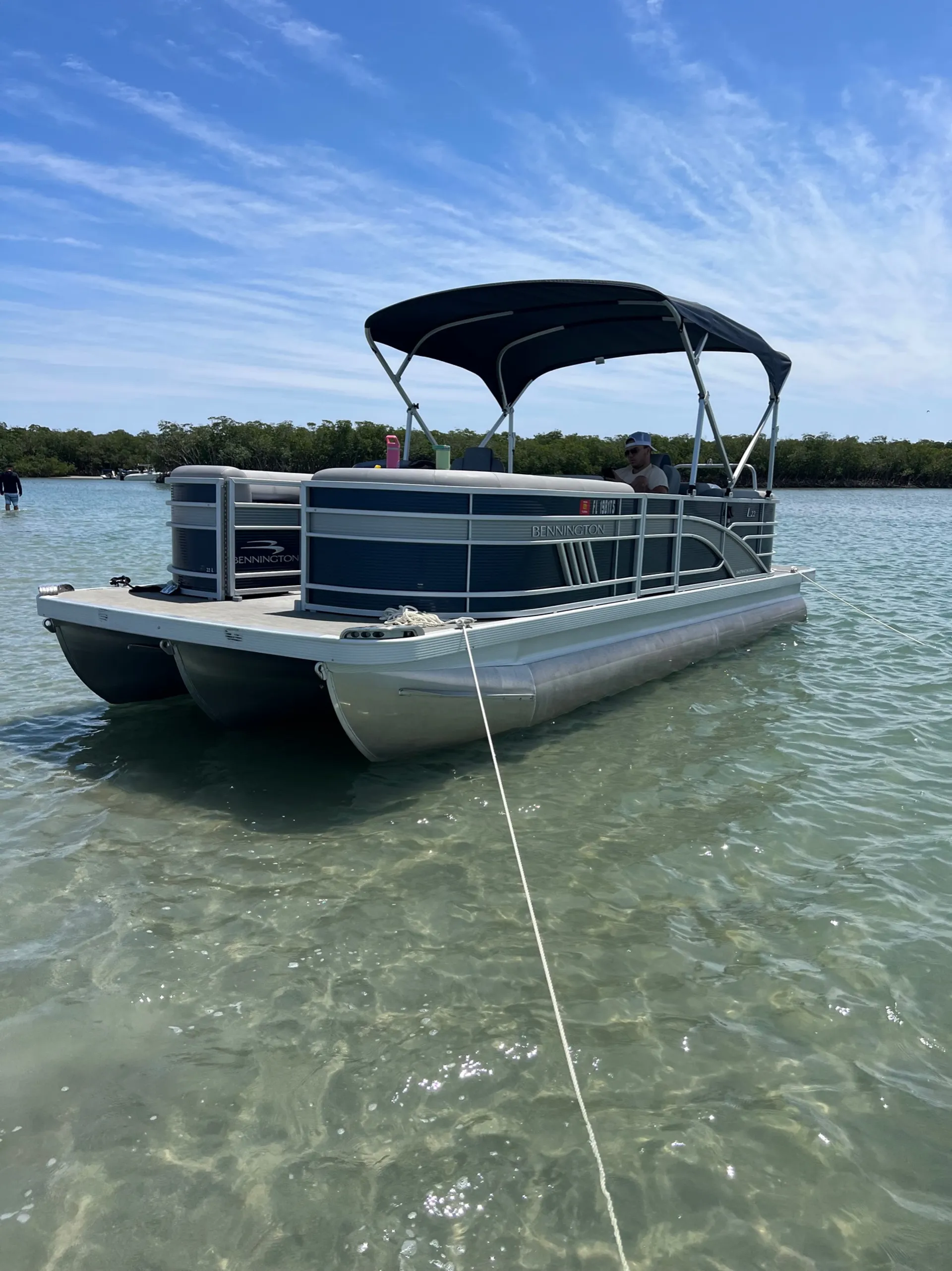 Sunset cruise and sandbar trips aboard our Brand New Pontoon Boat.