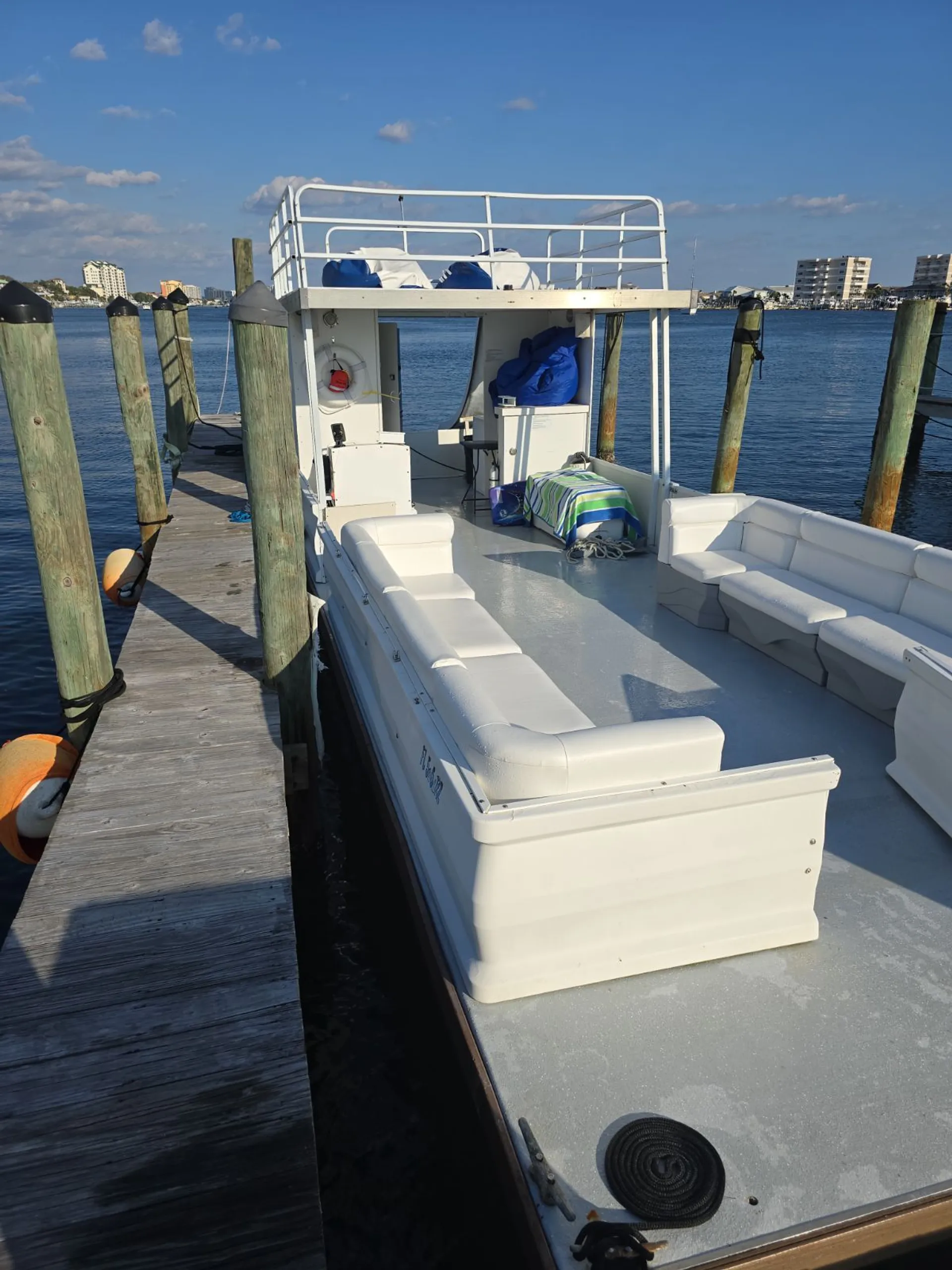35ft Party Pontoon with a bathroom Upper deck with slide and wet bar