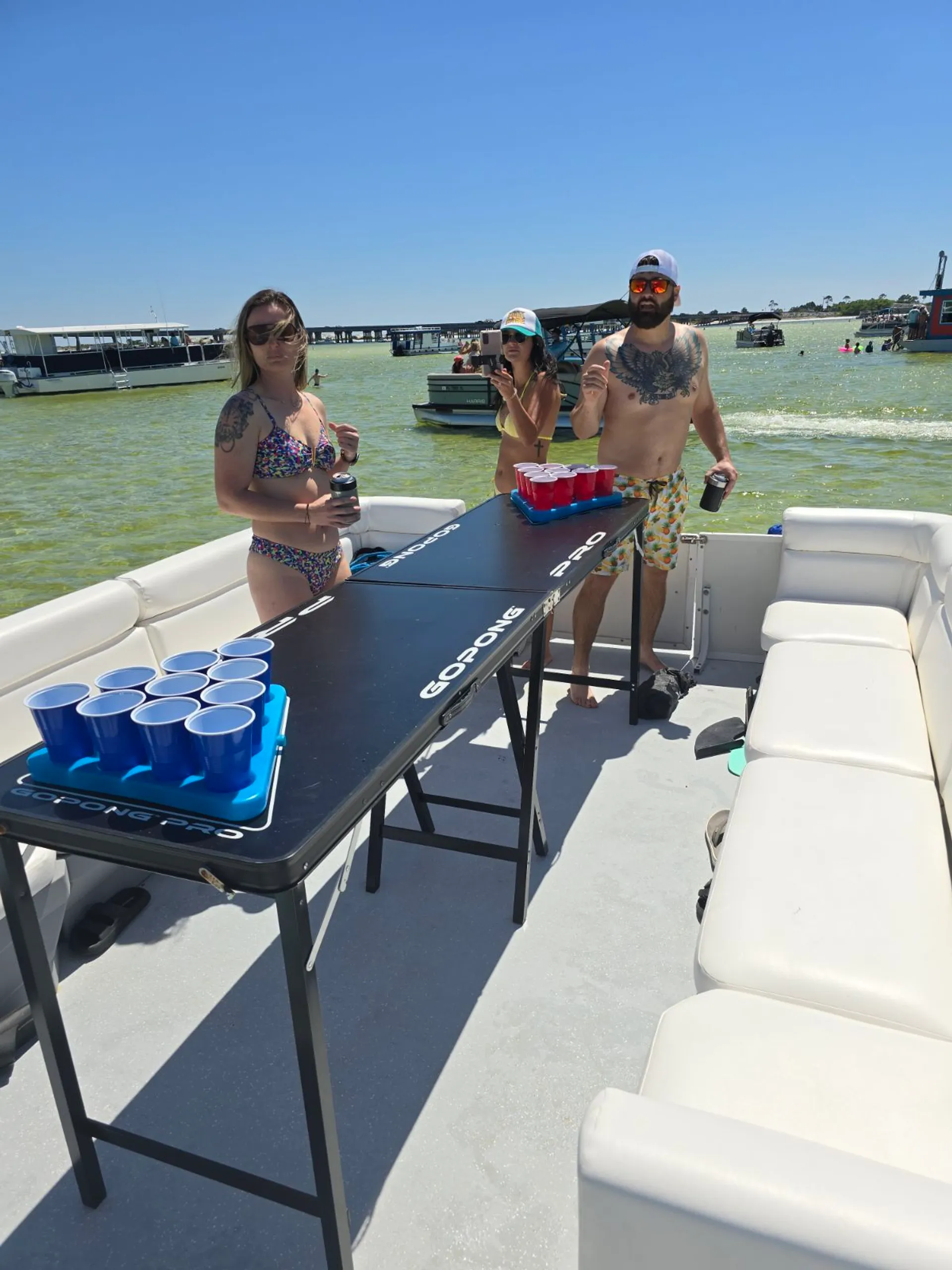 35ft Party Pontoon with a bathroom Upper deck with slide and wet bar