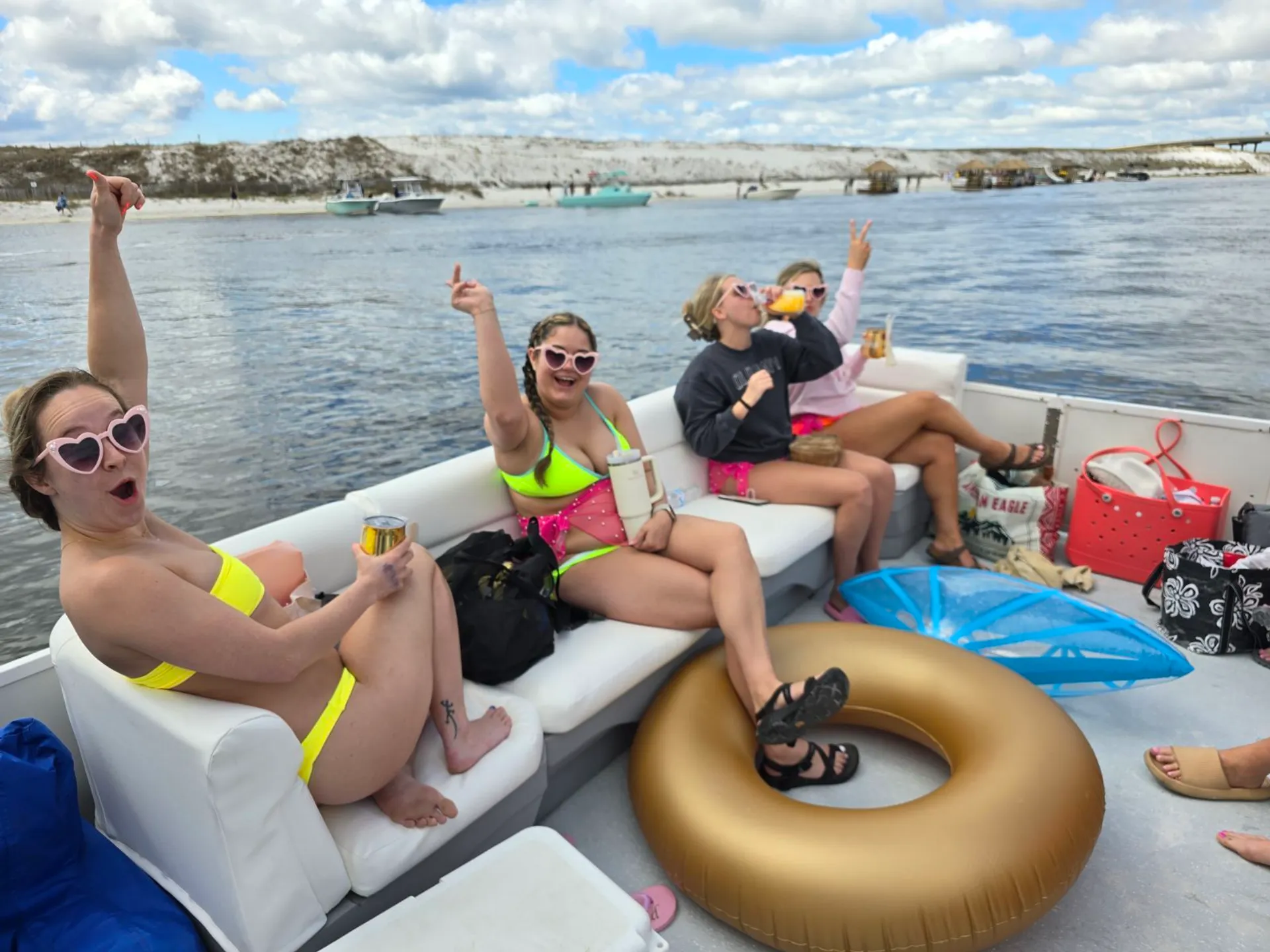 35ft Party Pontoon with a bathroom Upper deck with slide and wet bar