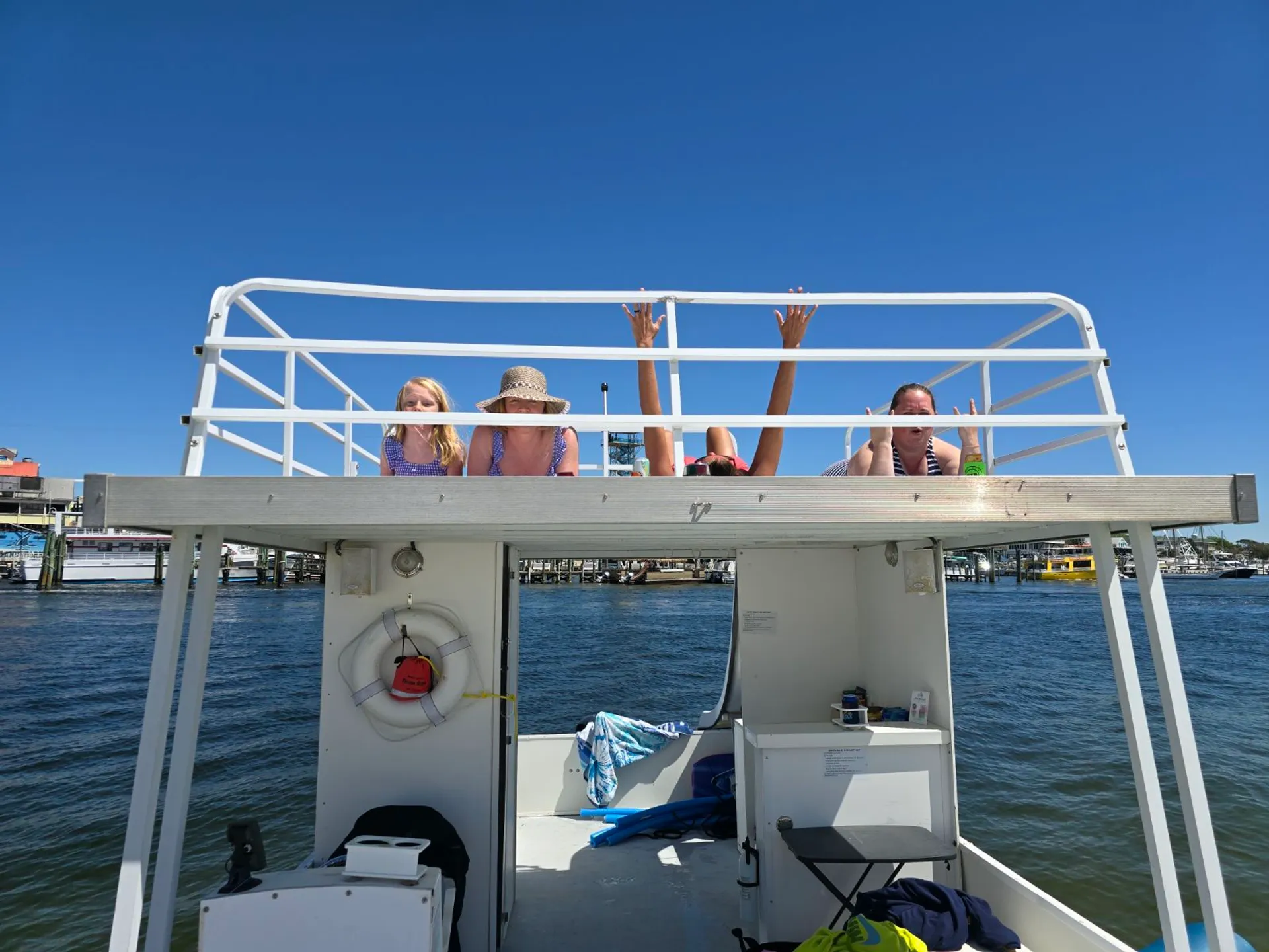 35ft Party Pontoon with a bathroom Upper deck with slide and wet bar