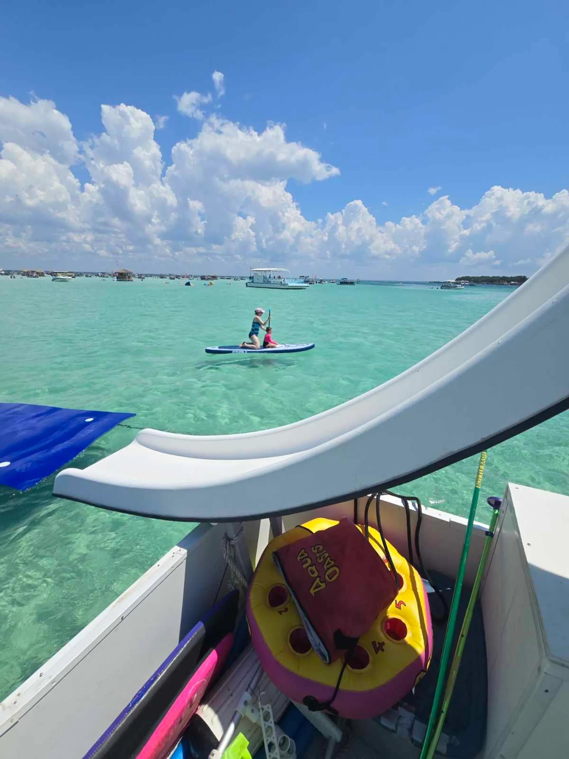 35ft Party Pontoon with a bathroom Upper deck with slide and wet bar