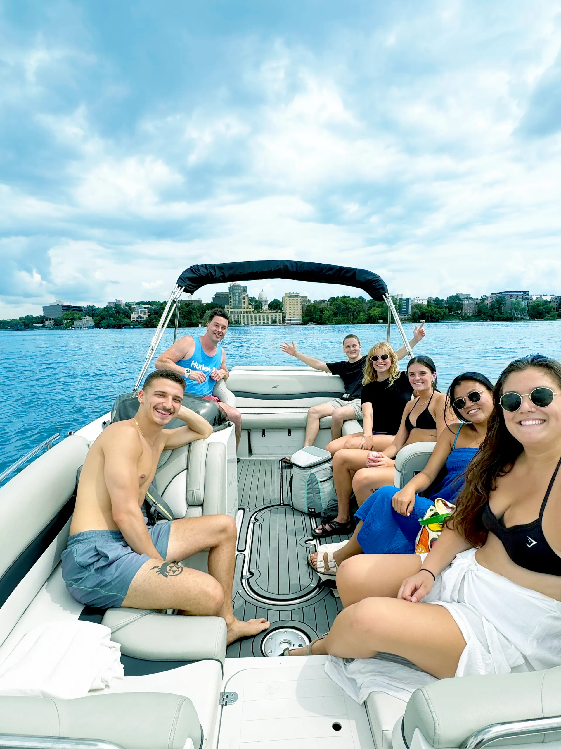 Beautiful Deck Boat with extra <br/>roomy 10 person capacity