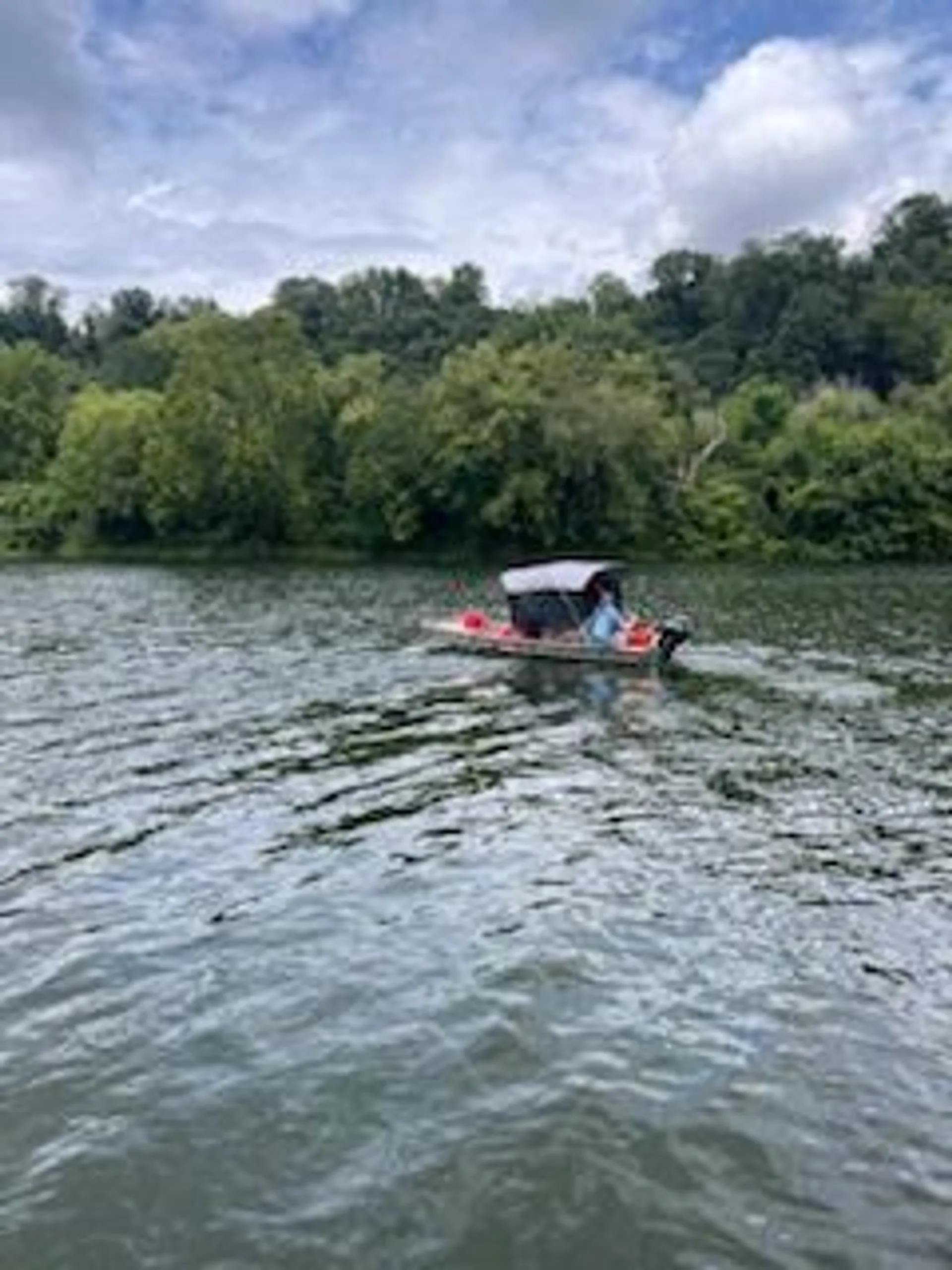 Easy-Operate Camo Fishing Boat for 4 – Family & Pet Friendly Adventure