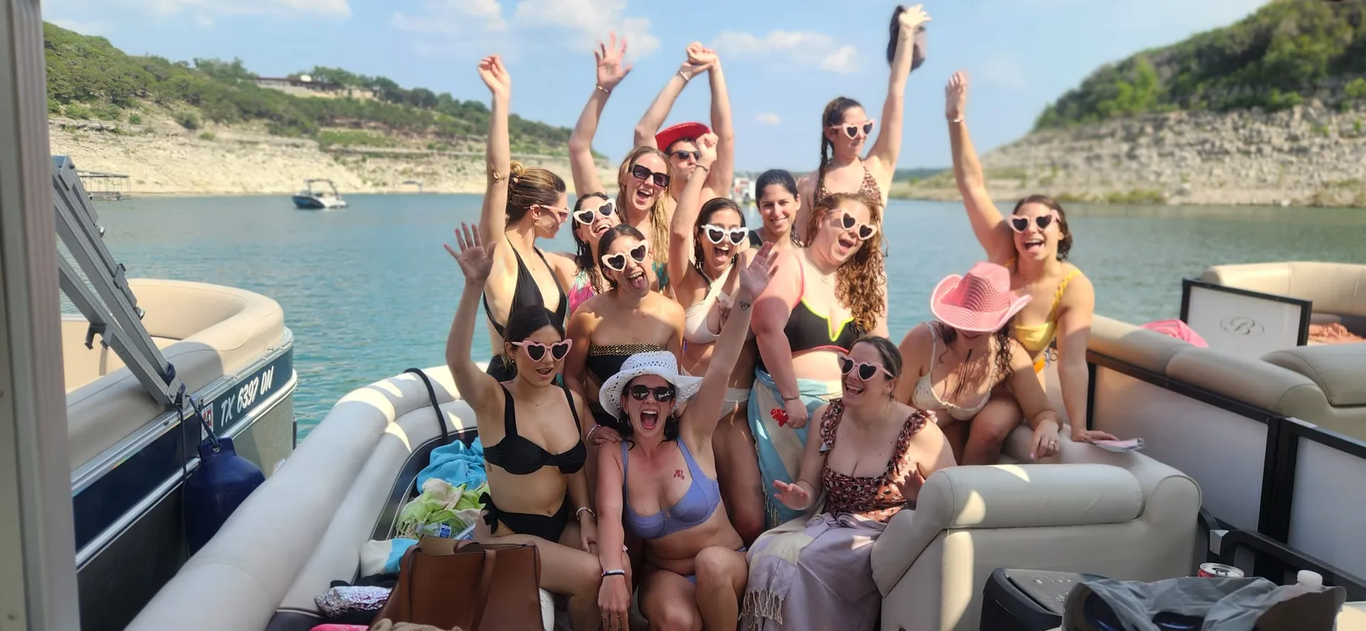 Double Decker Party Boat with 2 Waterslides! Lake Travis, Devil's Cove