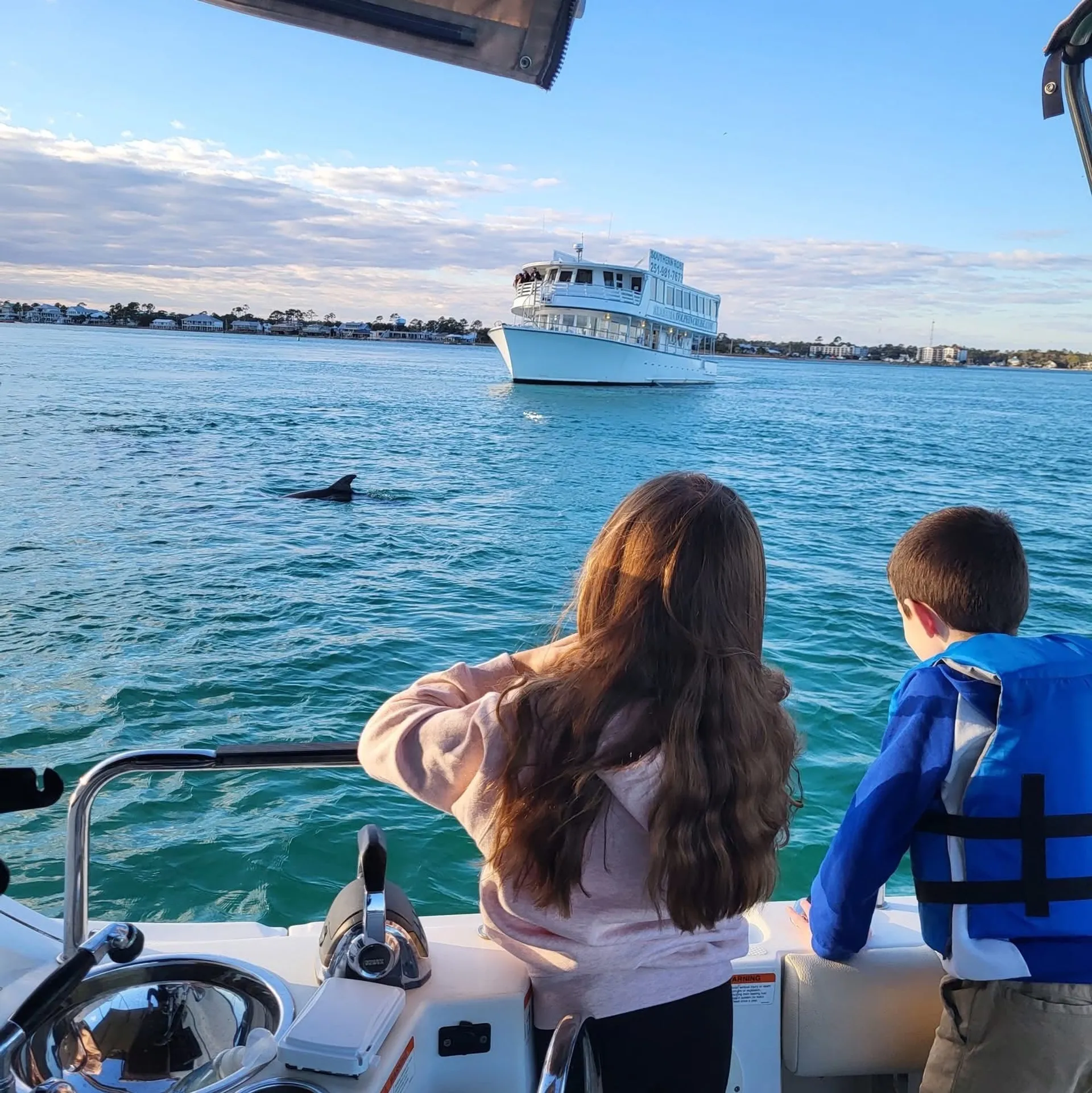 28' boat for Dolphin, sunset & Siteseeing Cruise in  Orange Beach, AL!