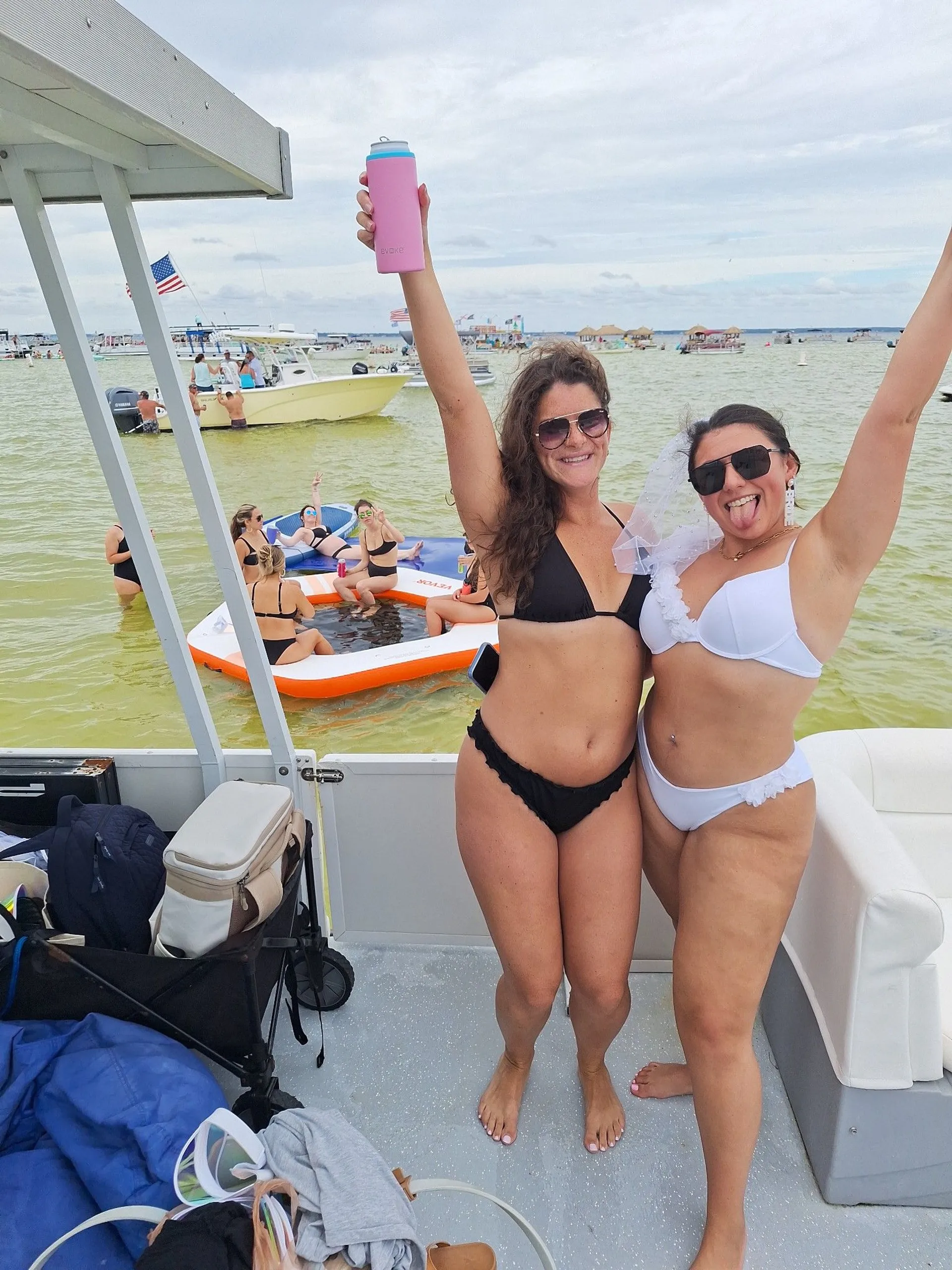 35ft Party Pontoon with a bathroom Upper deck with slide and wet bar