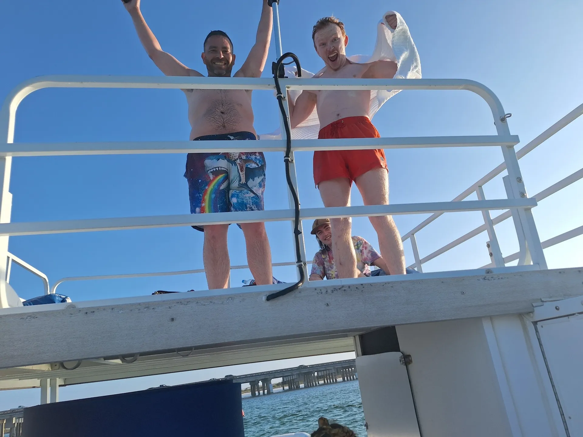 35ft Party Pontoon with a bathroom Upper deck with slide and wet bar