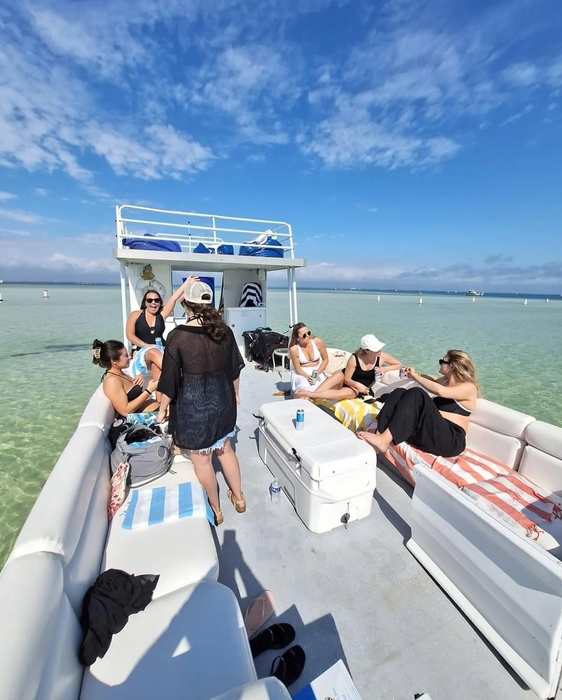 35ft Party Pontoon with a bathroom Upper deck with slide and wet bar