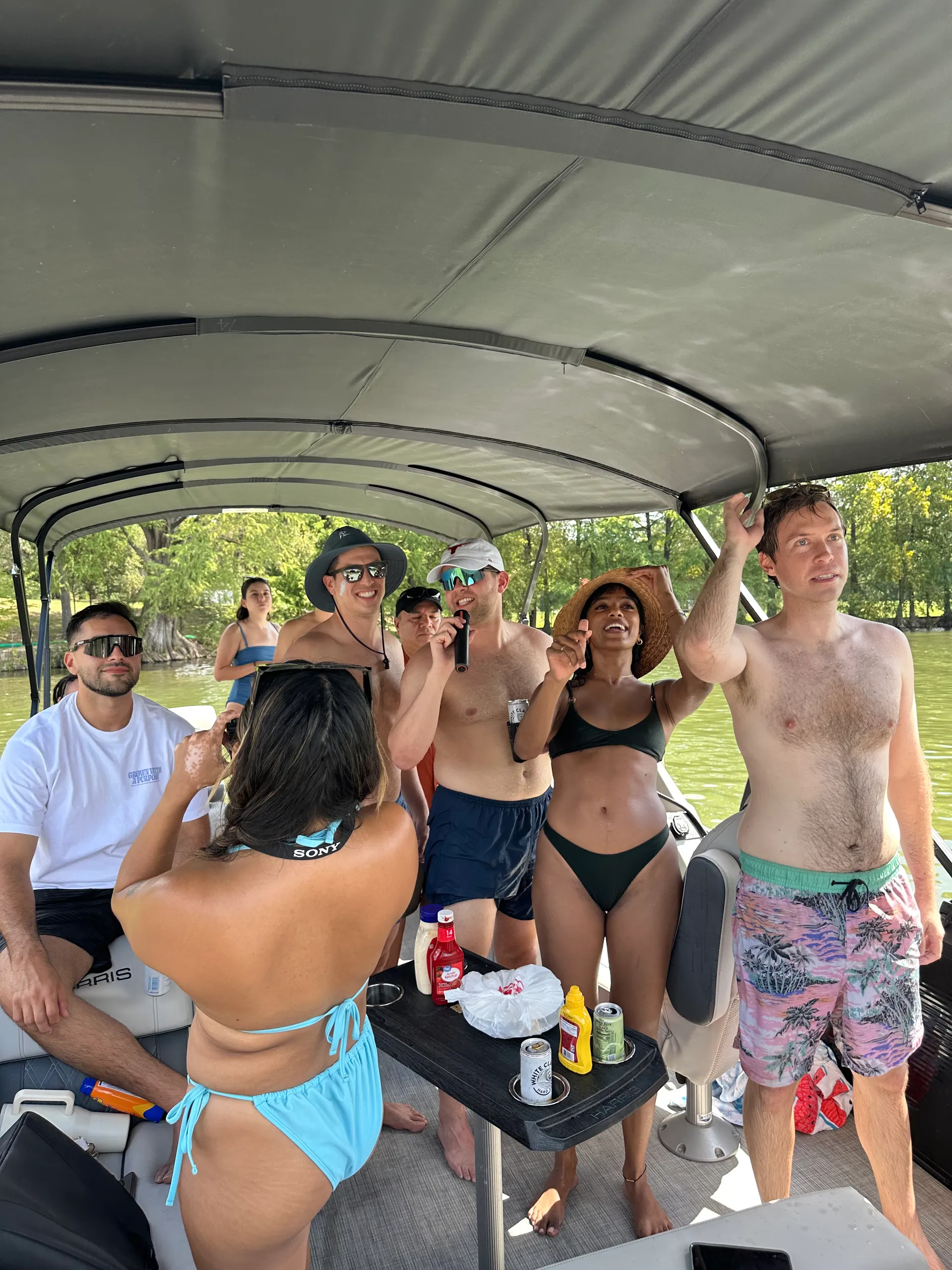 Karaoke Boat - 12 person Captained Harris Tri-toon on Lake Austin.   