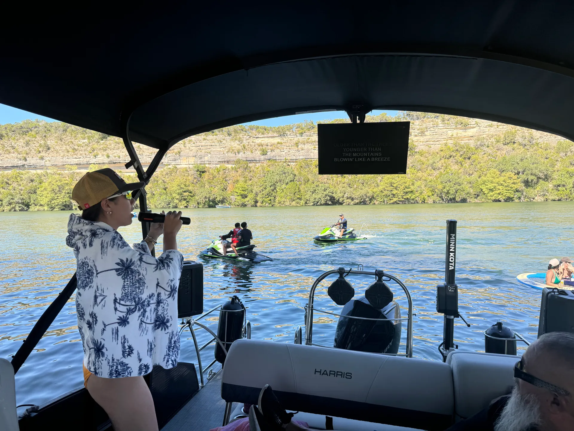 Karaoke Boat - 12 person Captained Harris Tri-toon on Lake Austin.   