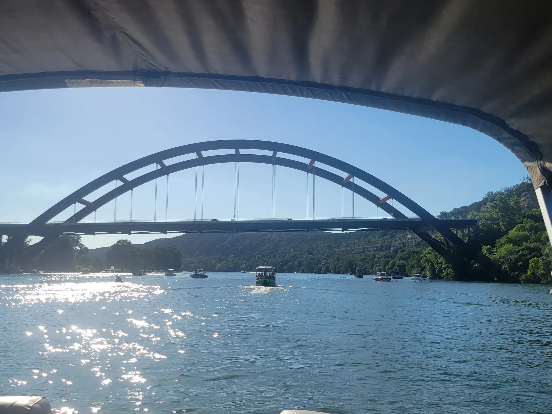 Fully Equipped Tritoon w/ Bluetooth Stereo, Floating Mat & Cooler Inc