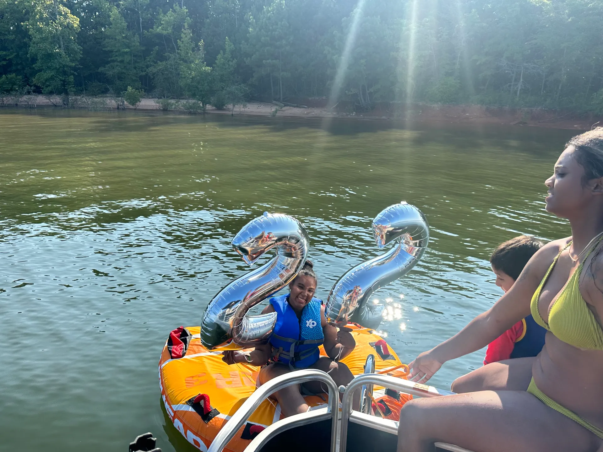 22' Blue Blessings Pontoon with grill. 