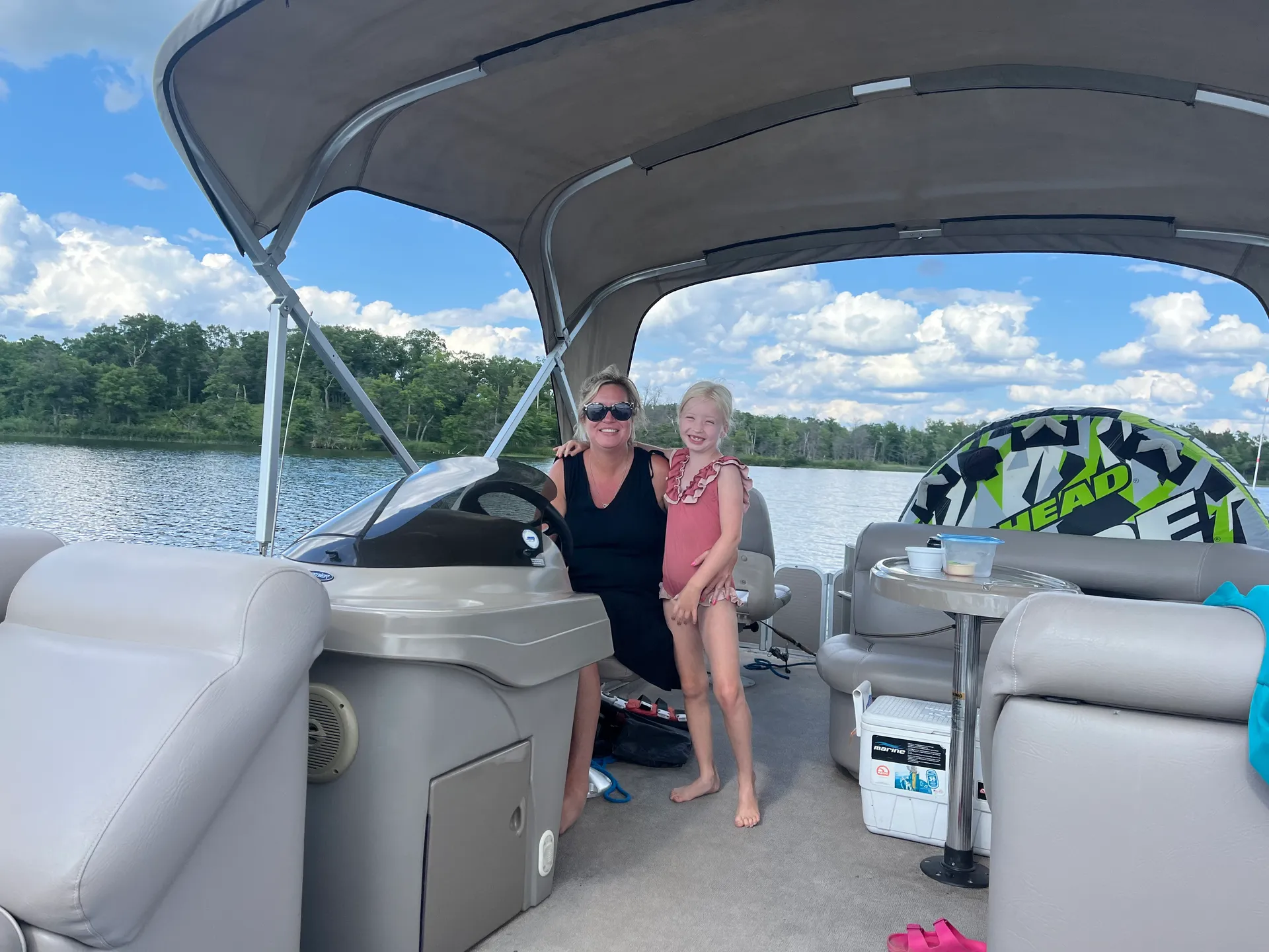 22 ft pontoon fishing boat on semi private lake