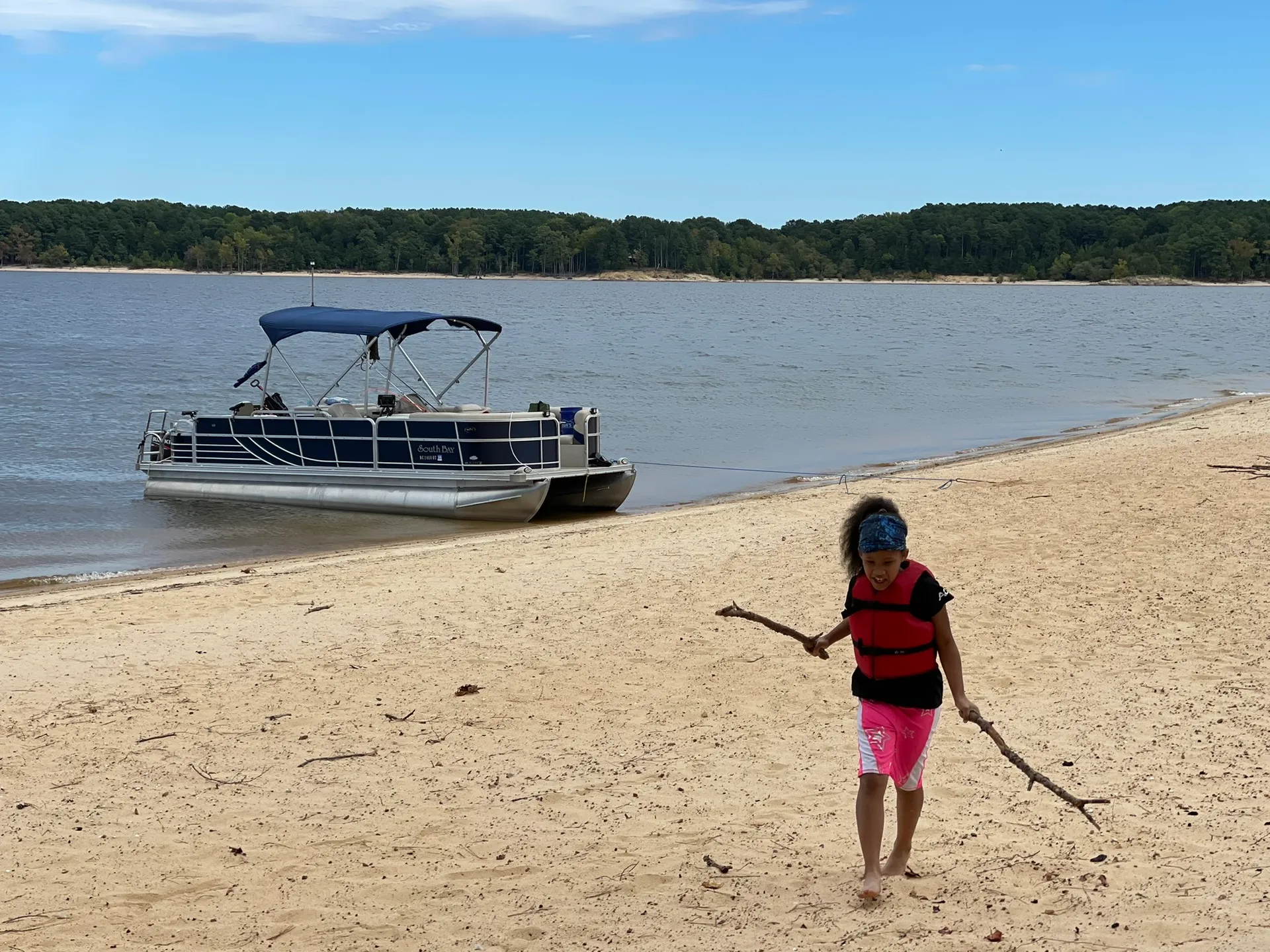22' Blue Blessings Pontoon with grill. 
