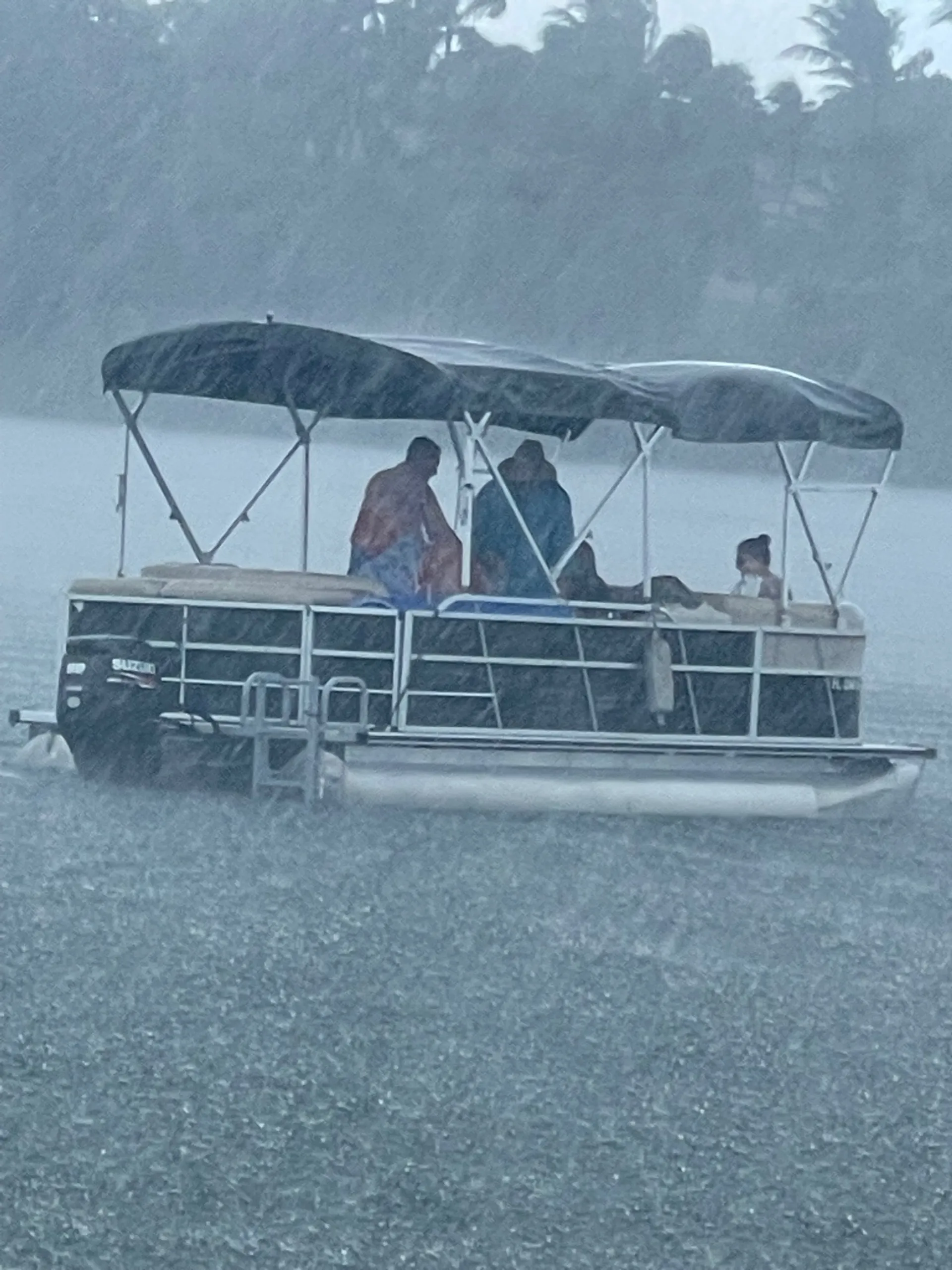 Tiki barge has Restroom with Heat or A/C  32 foot long 