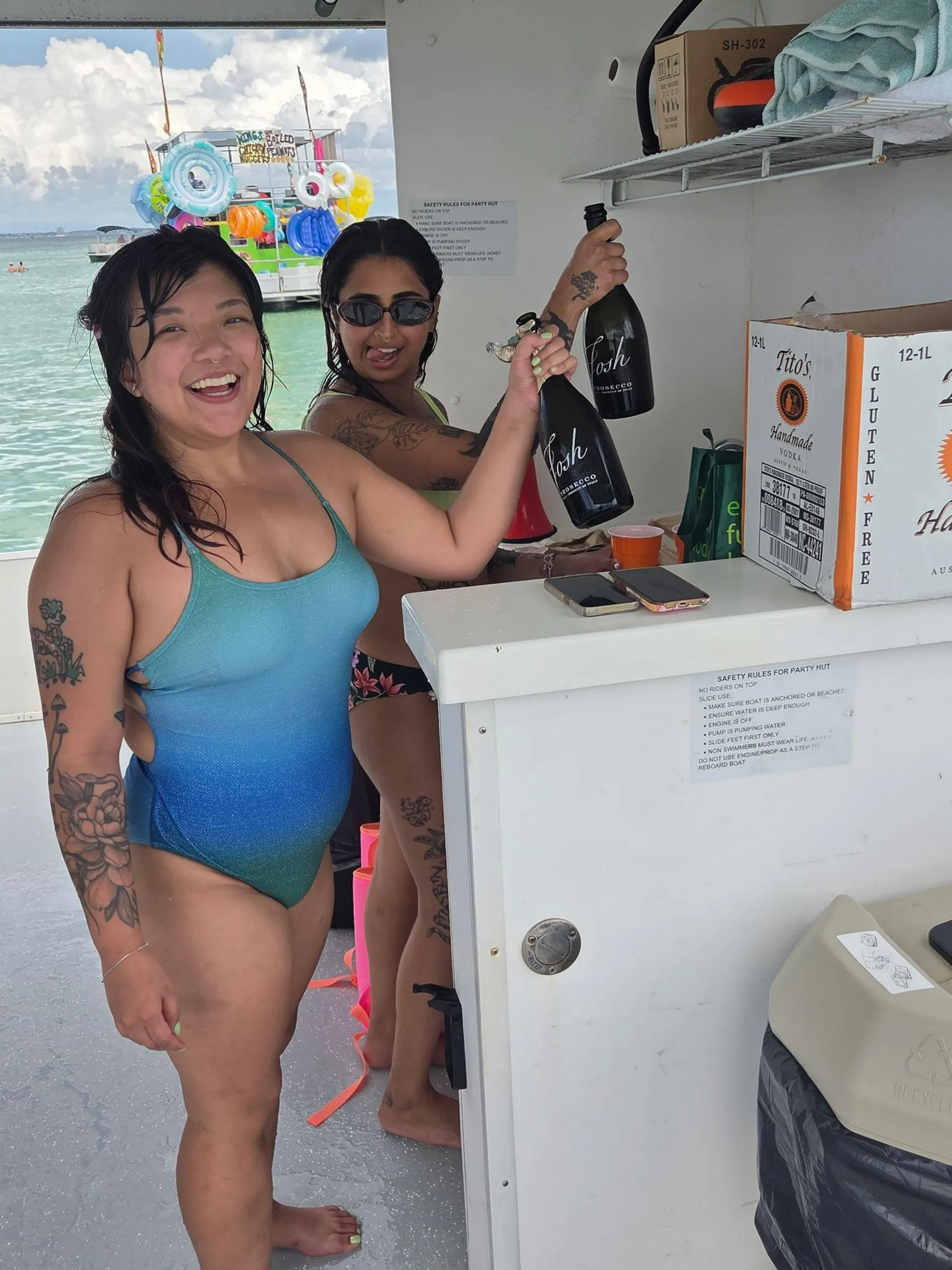 35ft Party Pontoon with a bathroom Upper deck with slide and wet bar