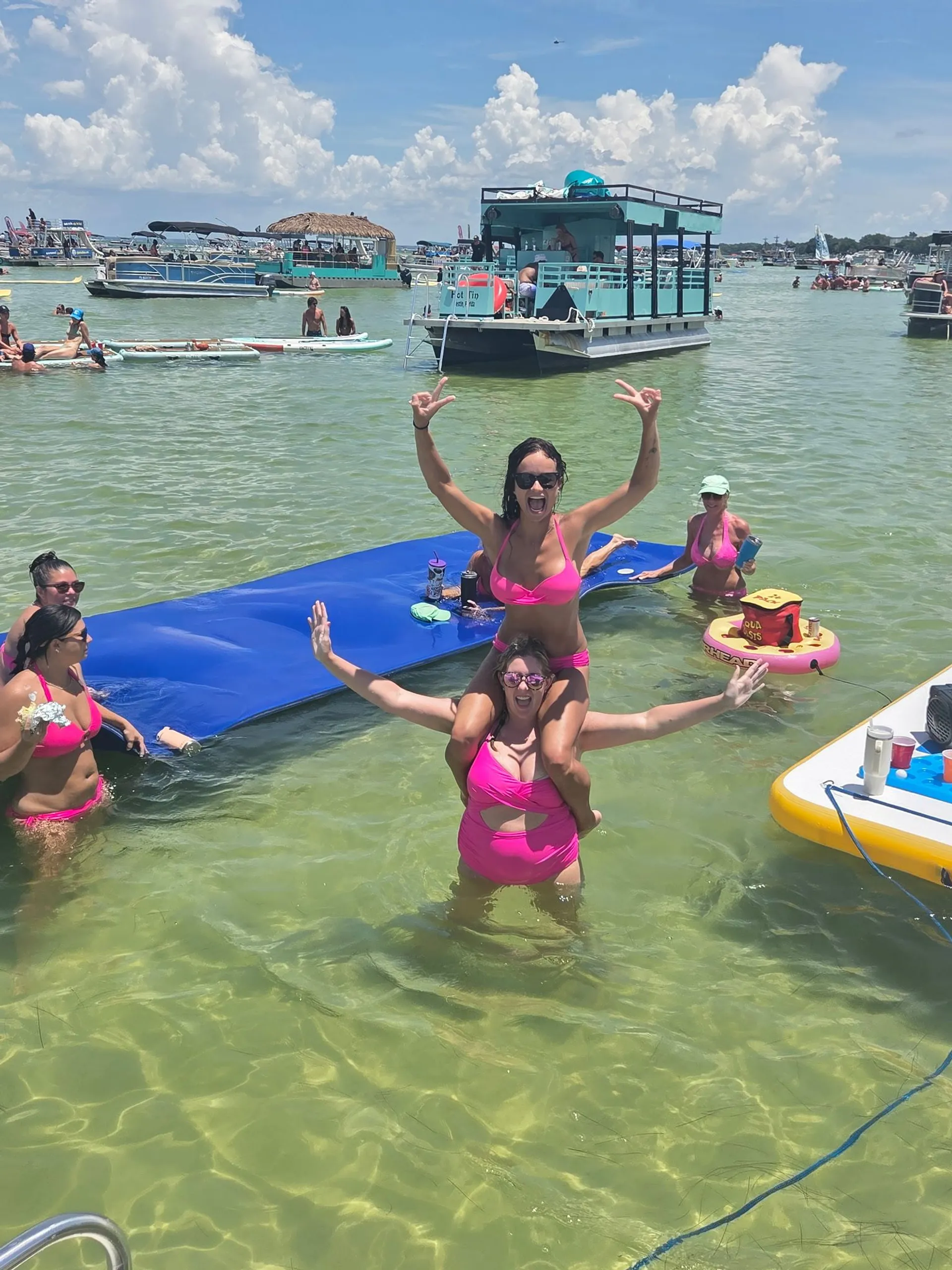 35ft Party Pontoon with a bathroom Upper deck with slide and wet bar