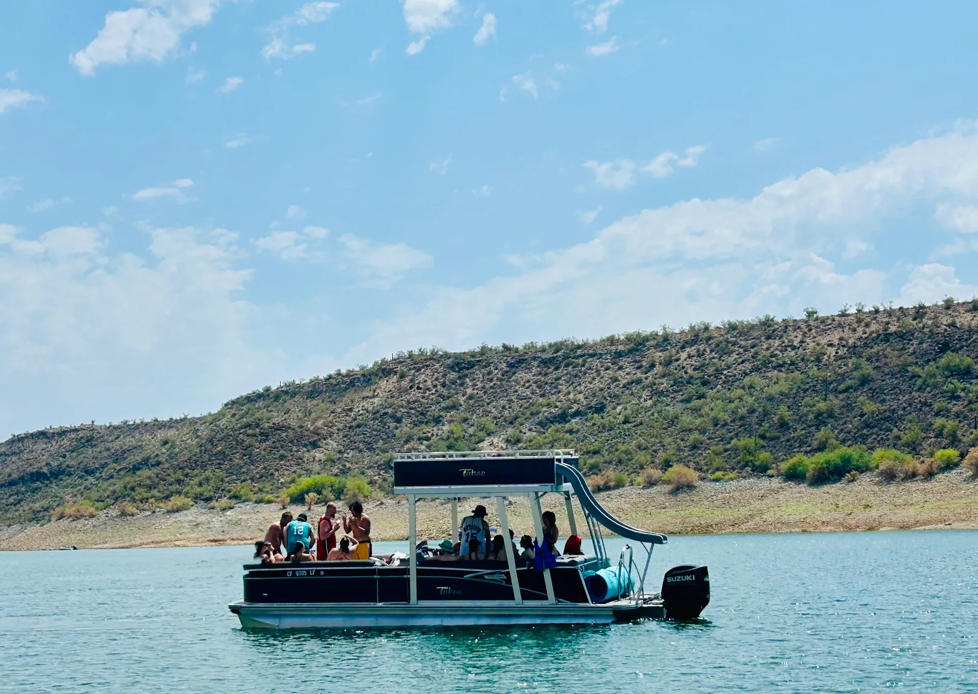  25ft Double Decker Tritoon Party Barge with a slide - Lake Pleasant