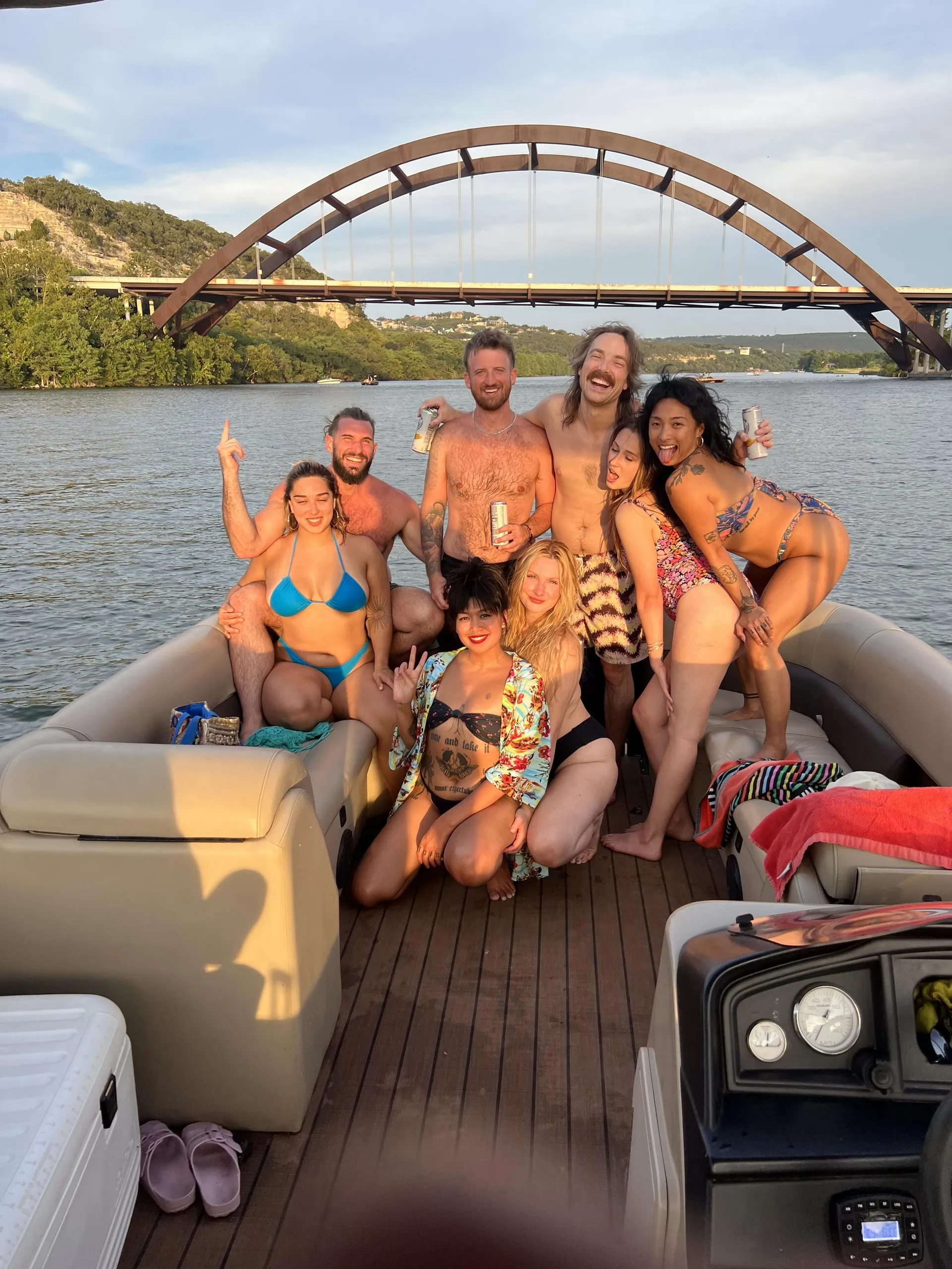 25ft Lake Austin Captained Pontoon – Scenic Cruise and Swimming