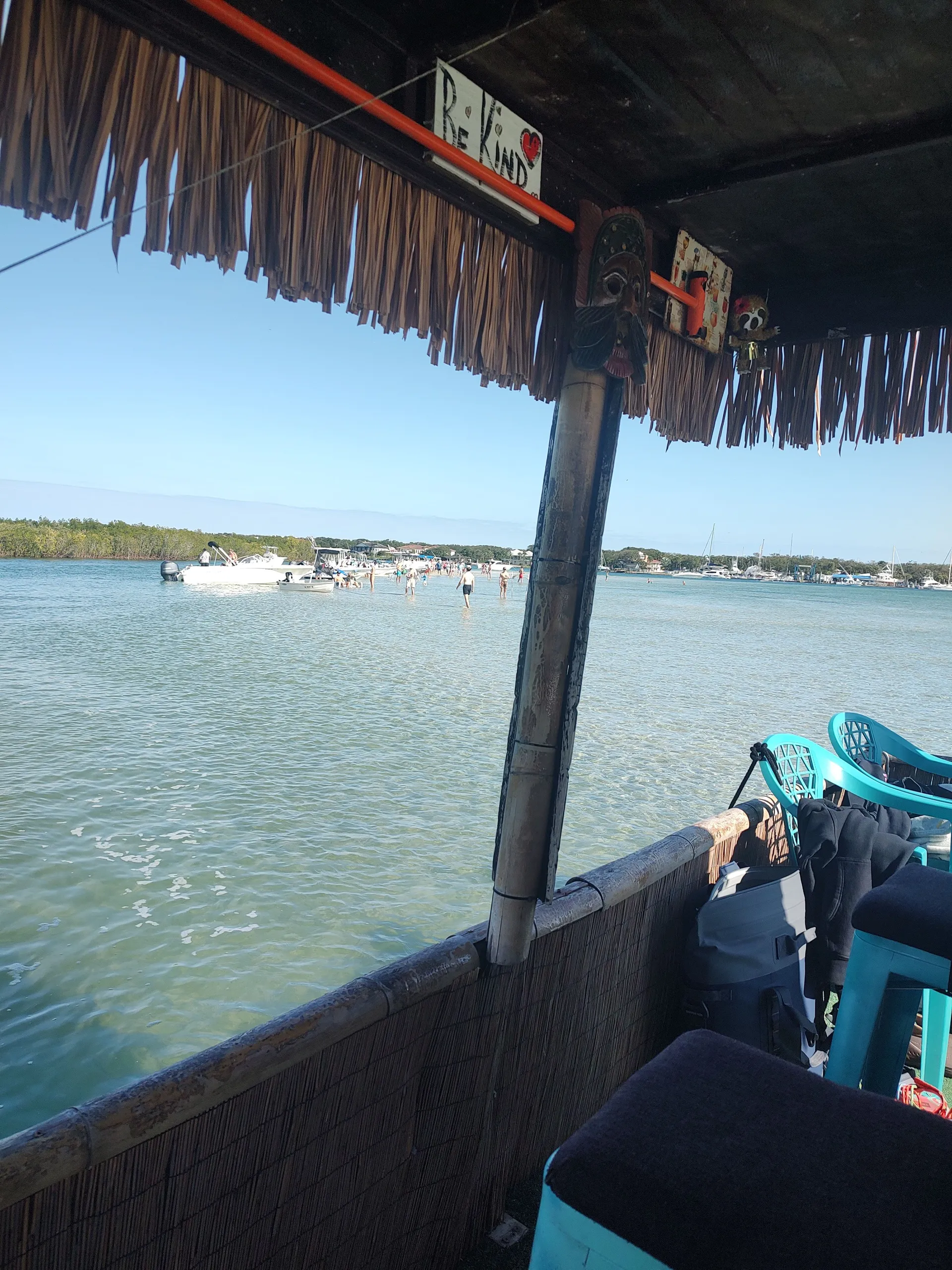 Tiki boat with bar