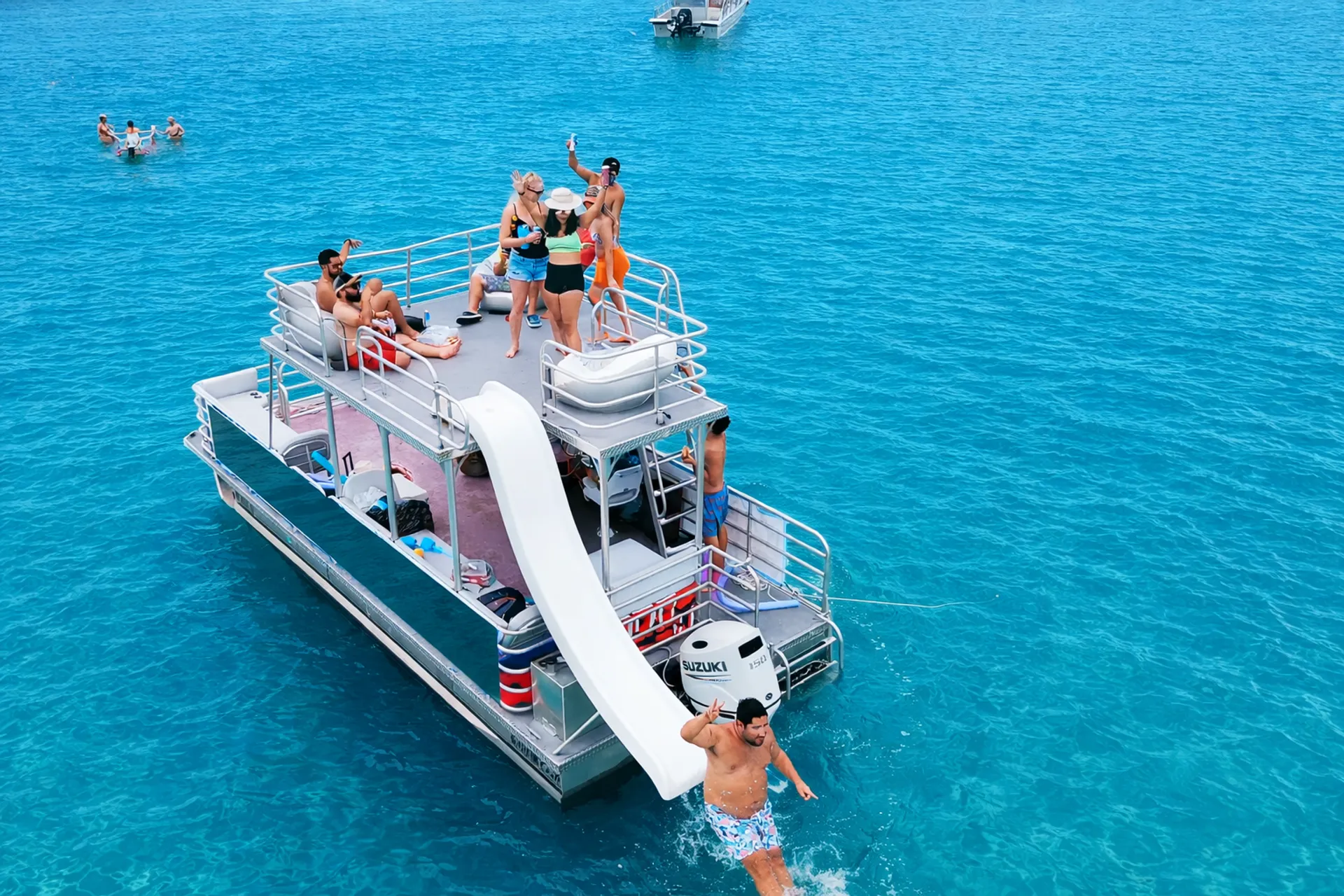 25' Ultimate Party Barge With Water Slide🛝, Music🎶, Games for 12 ppl