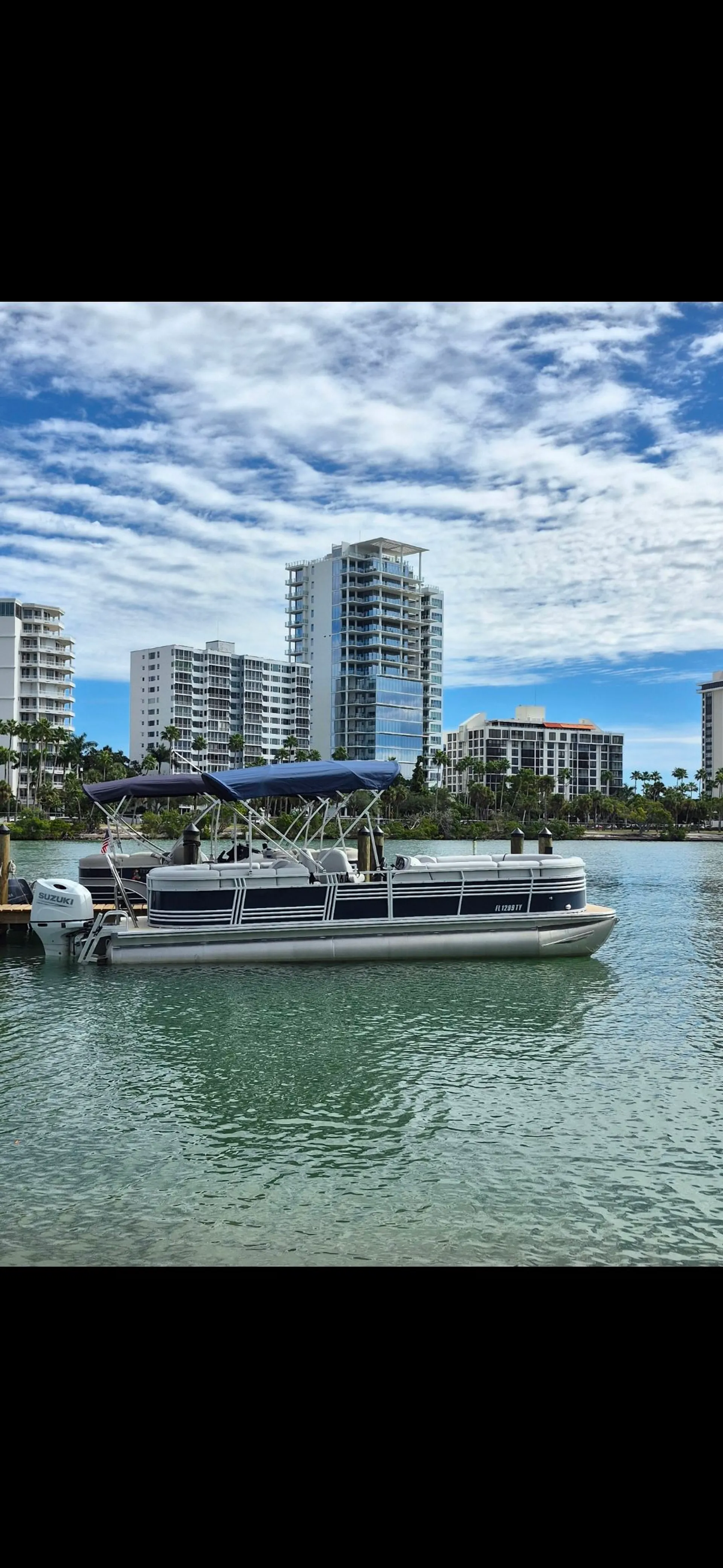 Brand NEW sleek Tritoon with fast comfort for up to 12 guests