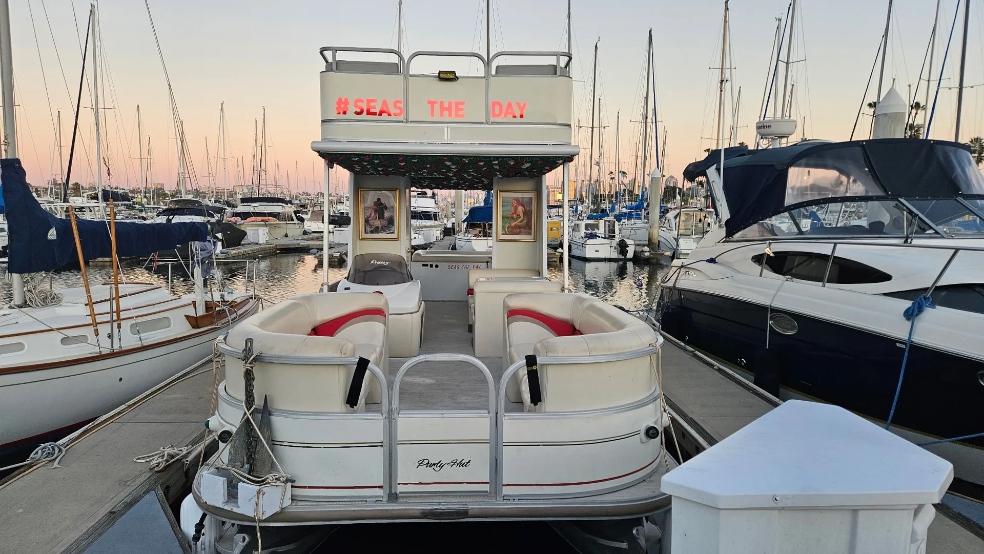Double Decker Party Pontoon Boat in San Diego Bay - Up to 12 Guests!!!