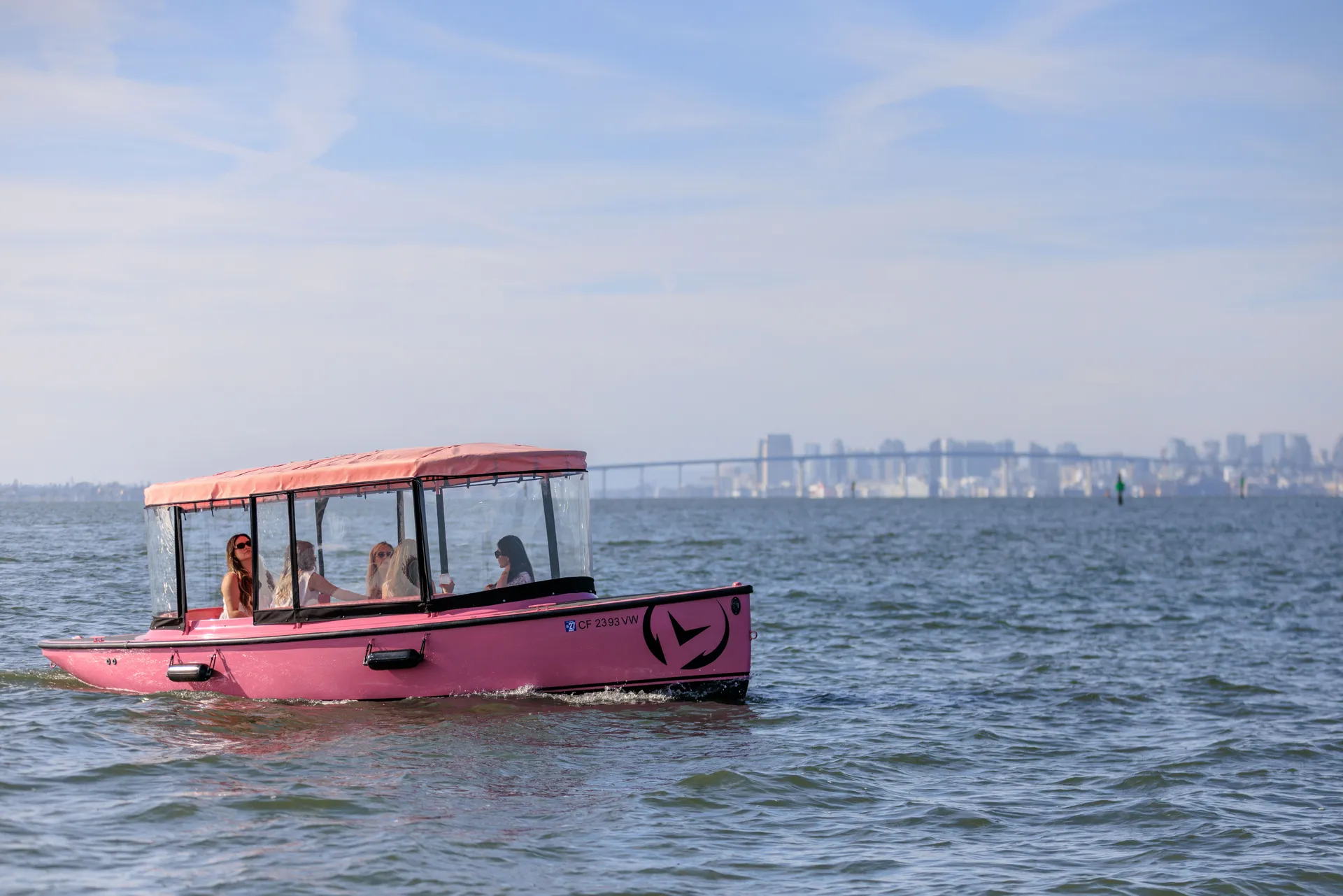 Pink Electric Boat Rental in San Diego (Drive It Yourself • Seats 10)