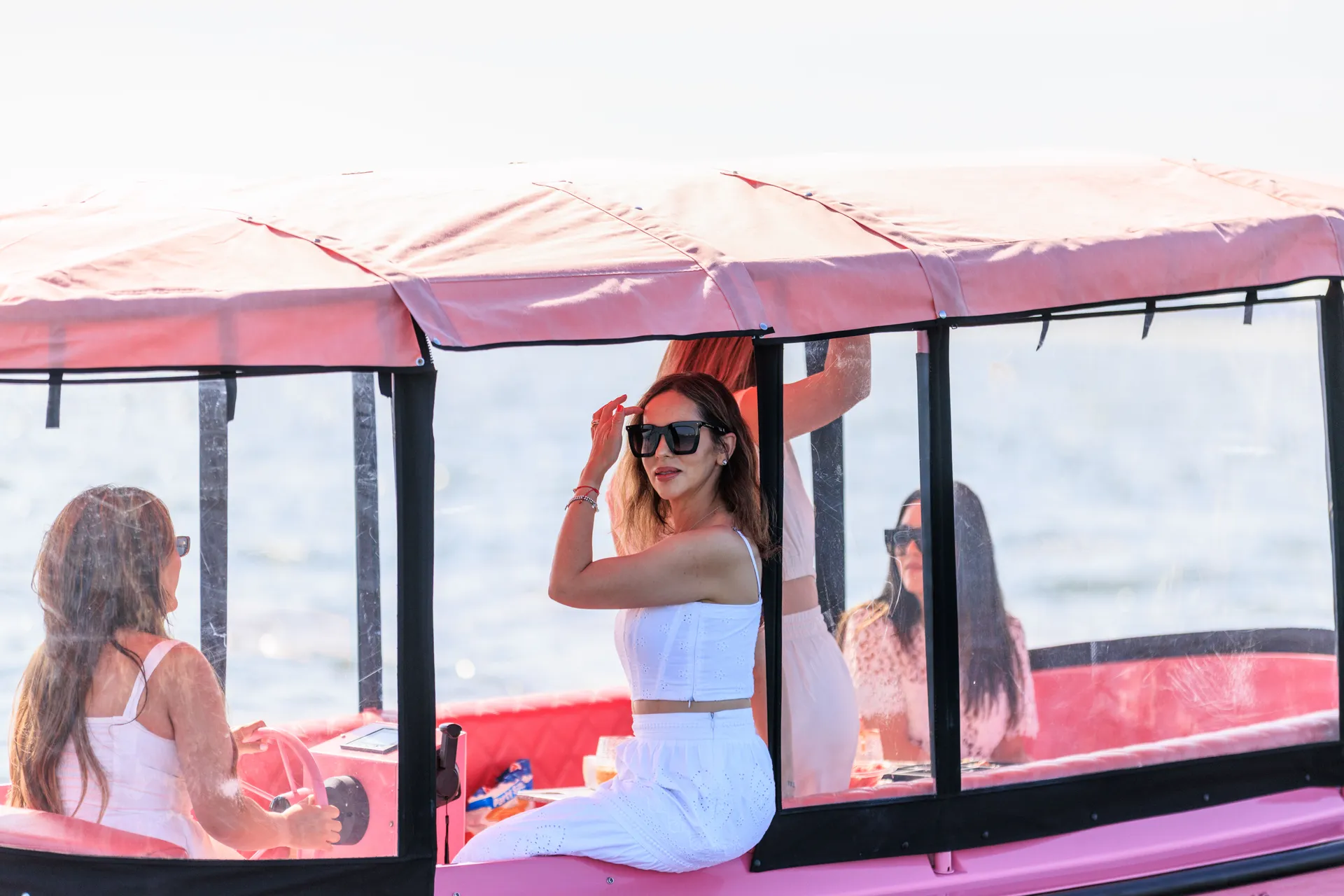 Pink Electric Boat Rental in San Diego (Drive It Yourself • Seats 10)