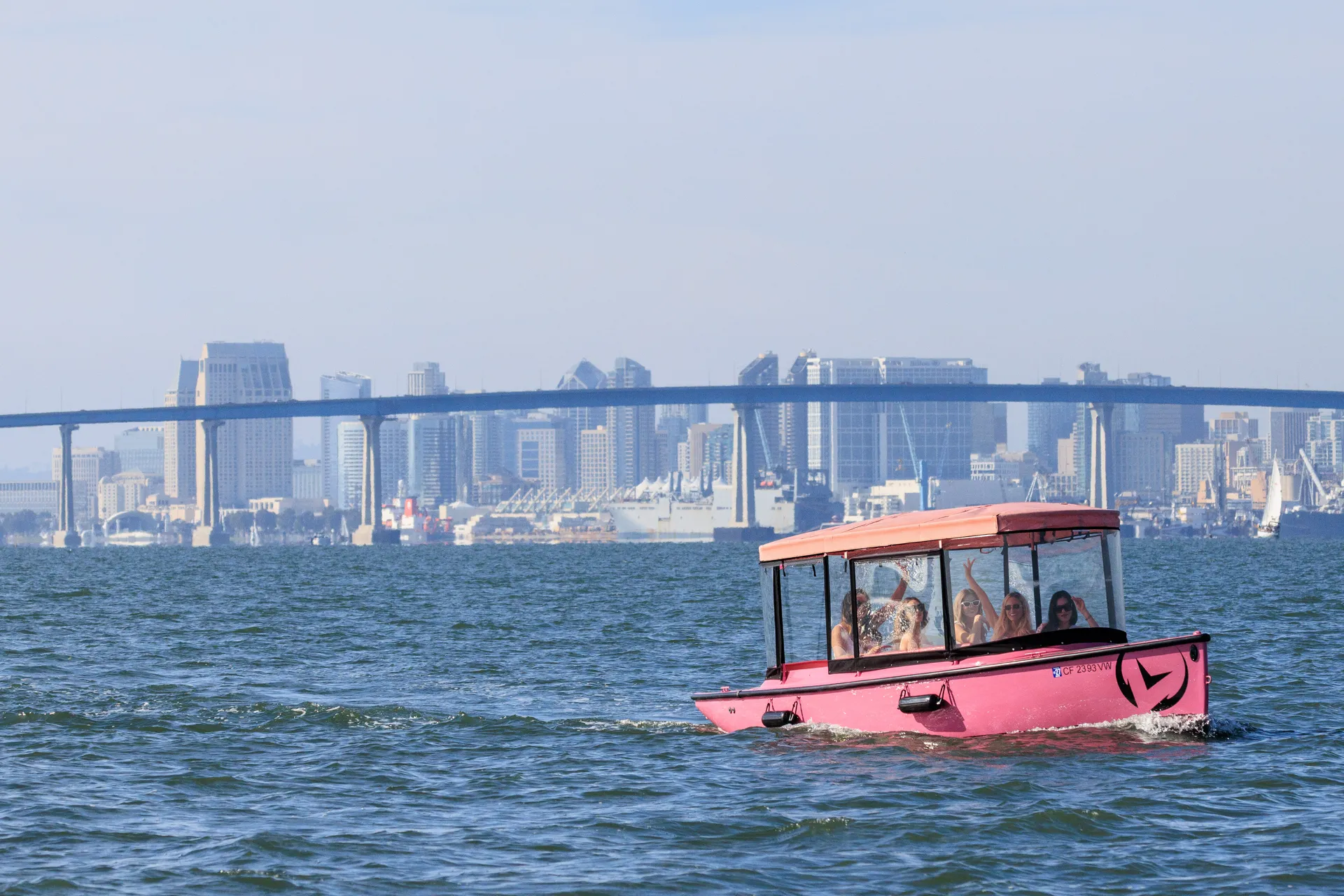 Pink Electric Boat Rental in San Diego (Drive It Yourself • Seats 10)