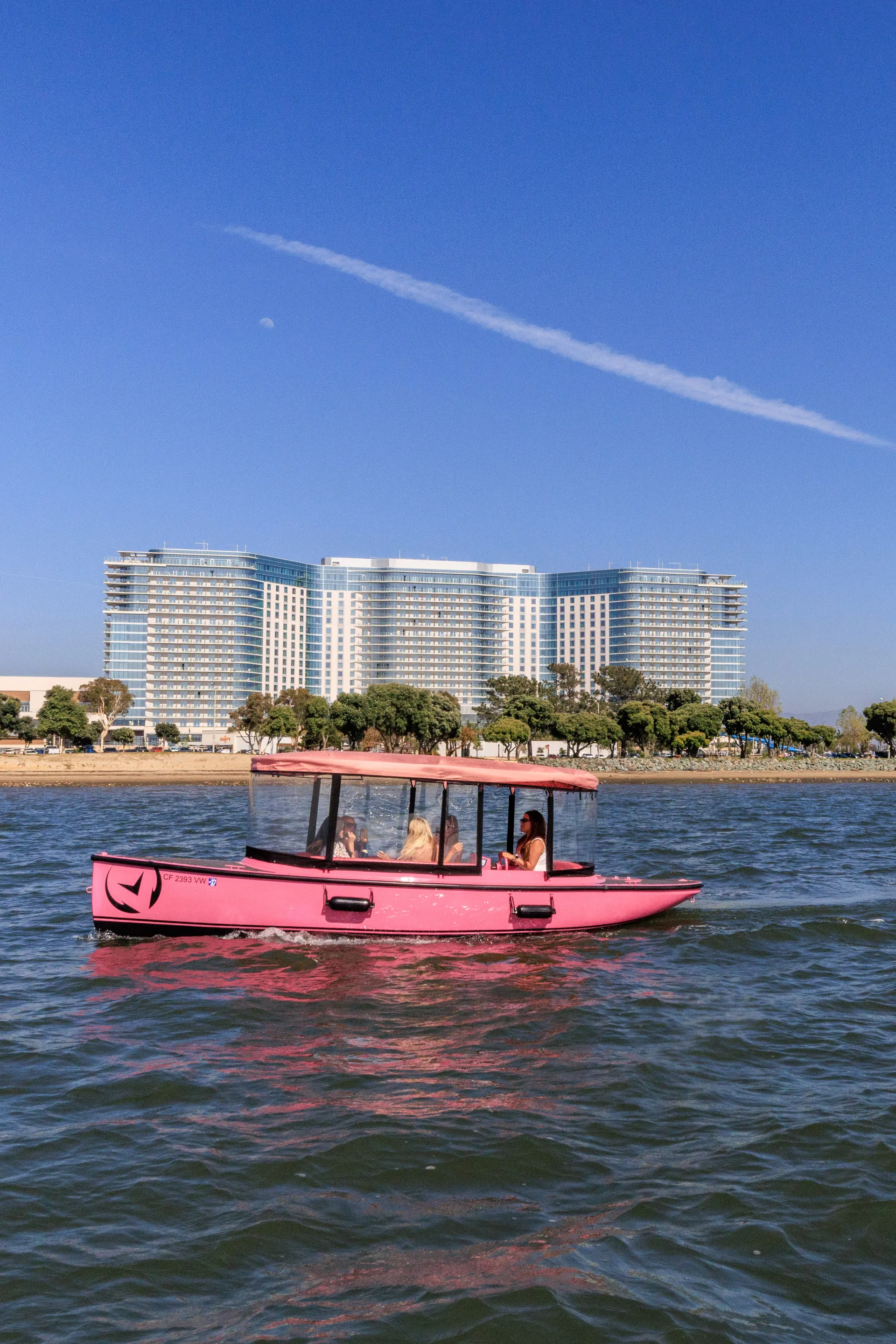 Pink Electric Boat Rental in San Diego (Drive It Yourself • Seats 10)