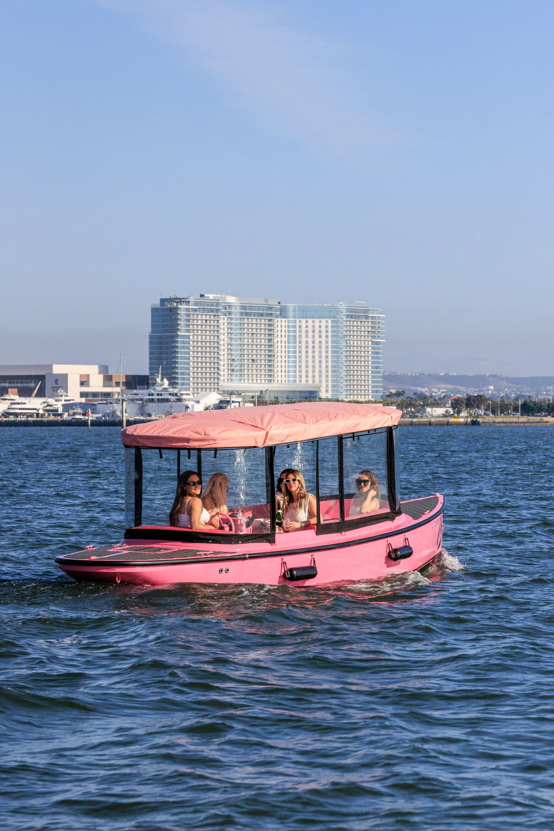 Pink Electric Boat Rental in San Diego (Drive It Yourself • Seats 10)