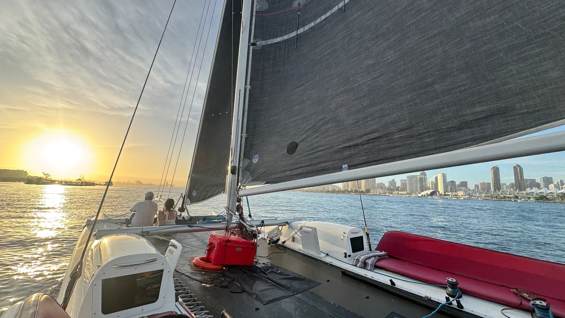 6 passengers:  Captained Catamaran Sailing on San Diego Bay w/Drinks